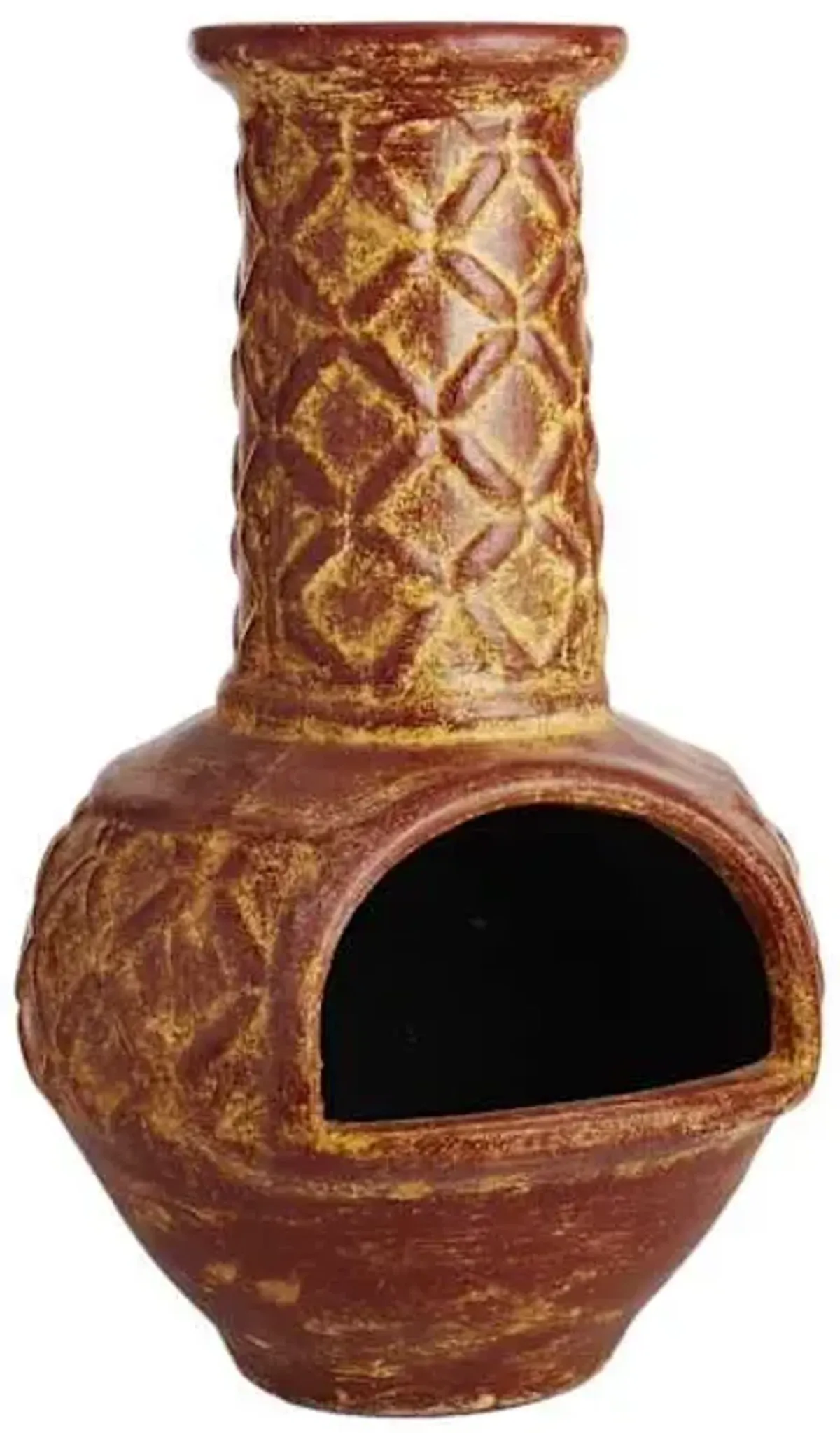 Handmade Clay Hickory Stack Outdoor Chiminea, 38"