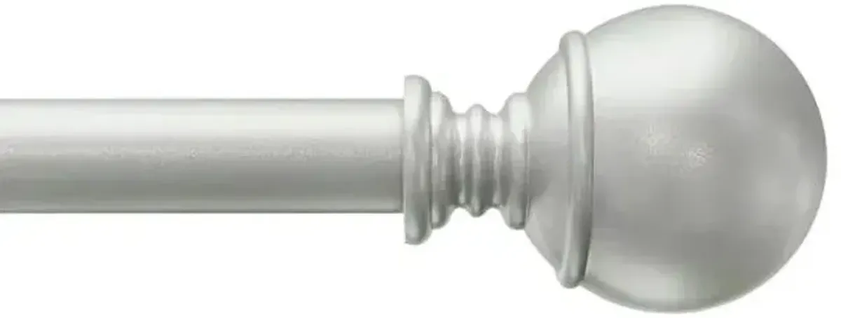 Alex 1/2" Nickel Finish Ball Adjustable Curtain Rod, 36-72"