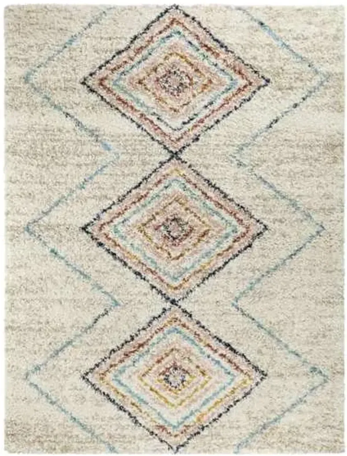 (C121) Found & Fable Sedona Multicolor Diamond Design Shag Area Rug, 8x10