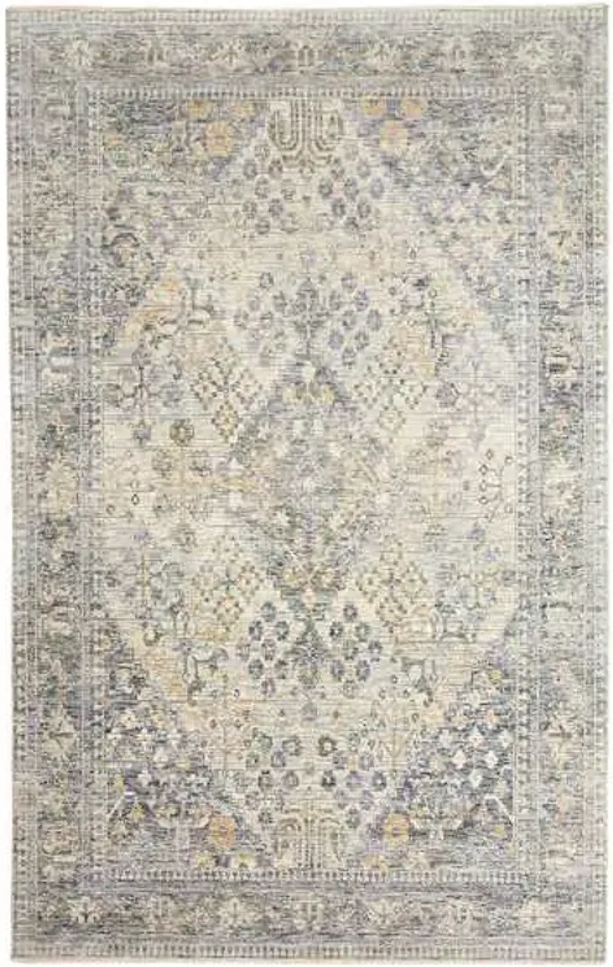 (A436) Honeybloom Penelope Grey Diamond Distressed Look Area Rug, 5x8