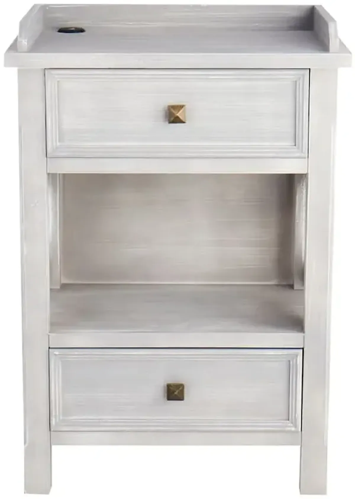 Jane X-Side Table with USB, Grey Wood