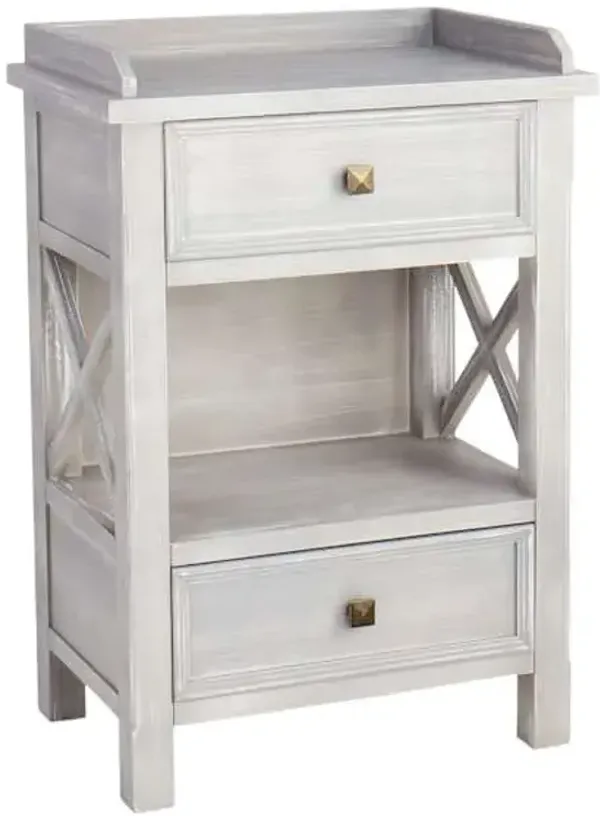 Jane X-Side Table with USB, Grey Wood