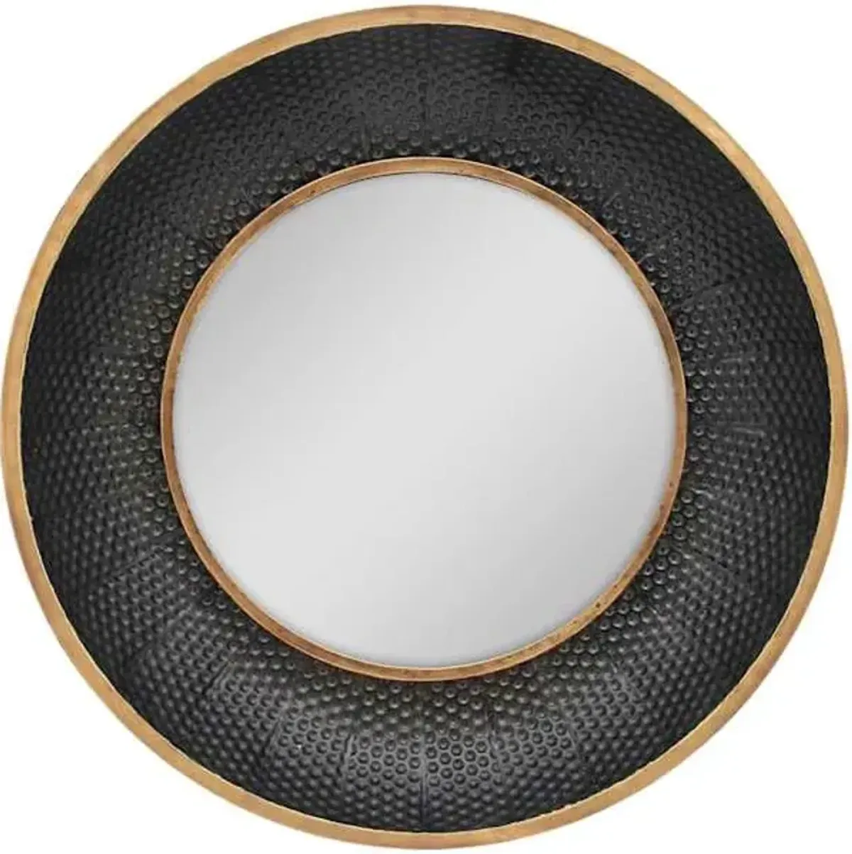 Black Metal Round Wall Mirror, 22"