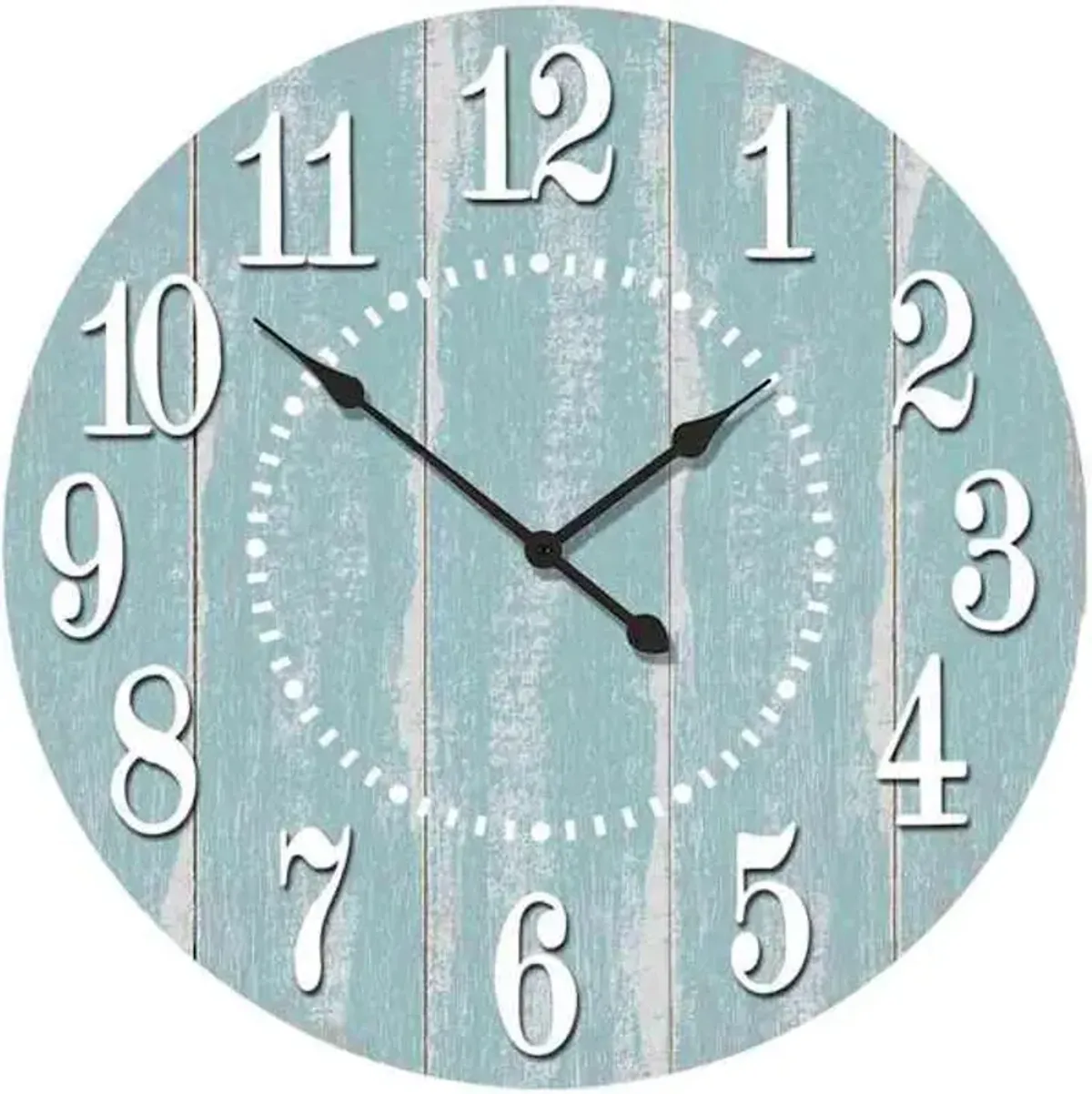 Blue Wooden Round Wall Clock, 14"