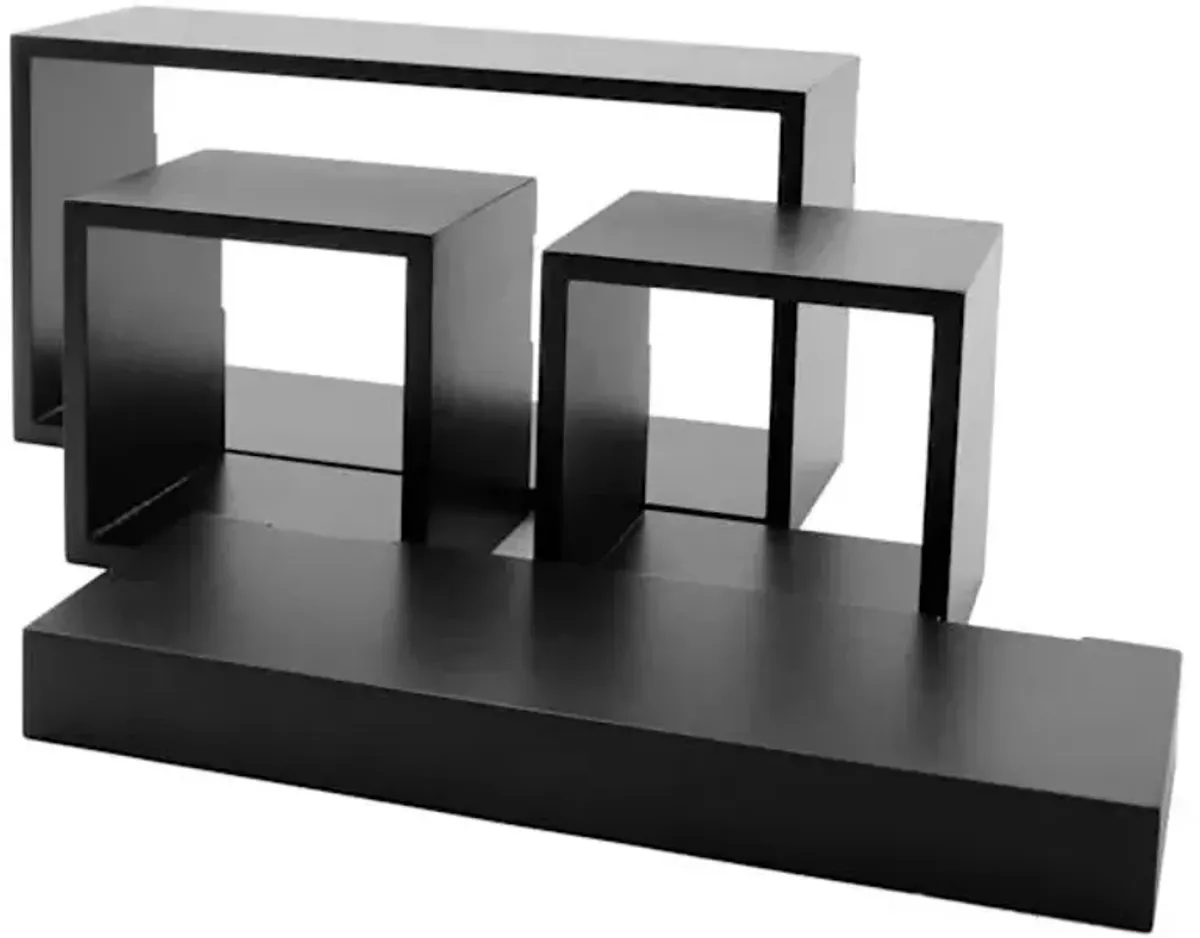 4-Piece Black Wall Shelf Cube Set