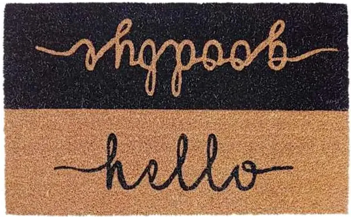 Crosby St. Black Hello Goodbye Coir Mat, 18x30
