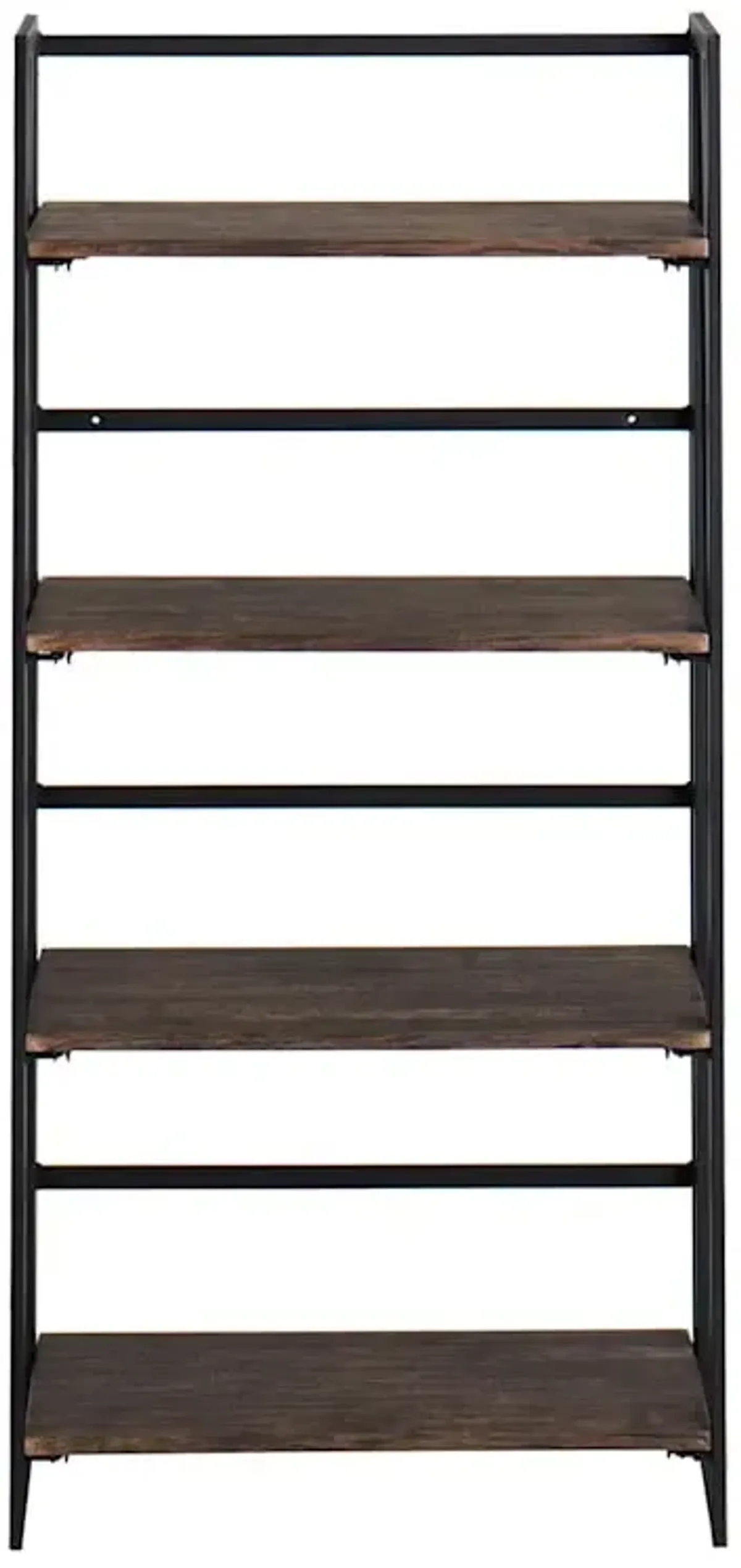 4-Tier Dakota Black & Brown Industrial Modern Bookshelf, 49"