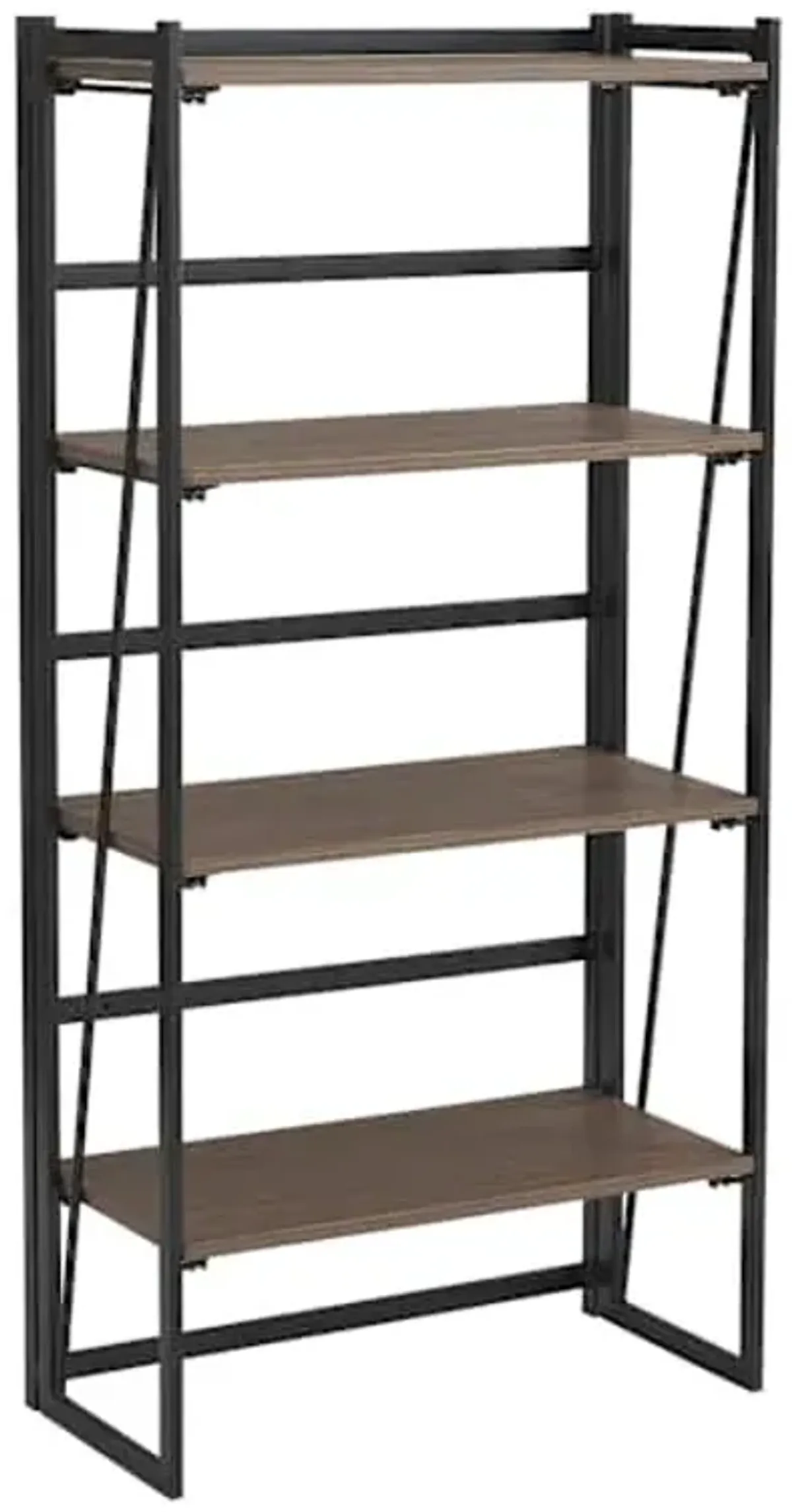4-Tier Dakota Black & Brown Industrial Modern Bookshelf, 49"