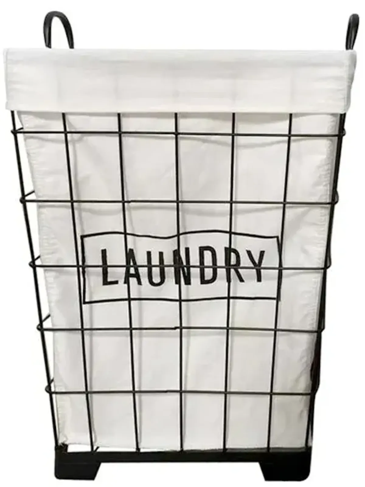 Black Square Metal Grid Laundry Hamper with Liner, Medium