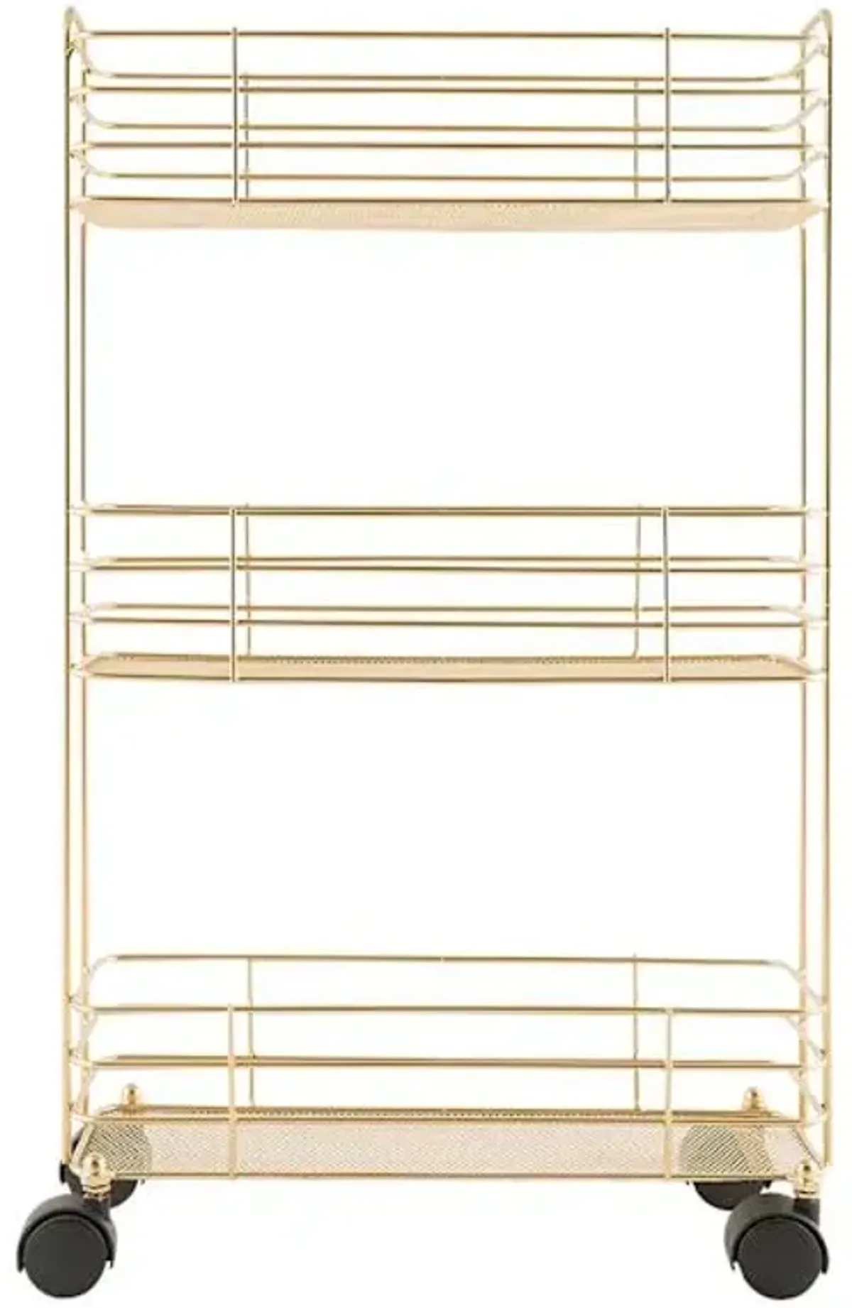3-Tier Slim Metal Mesh Rolling Cart, Gold