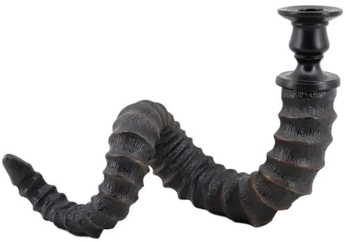 Antelope Horn Taper Candle Holder, 7.8"