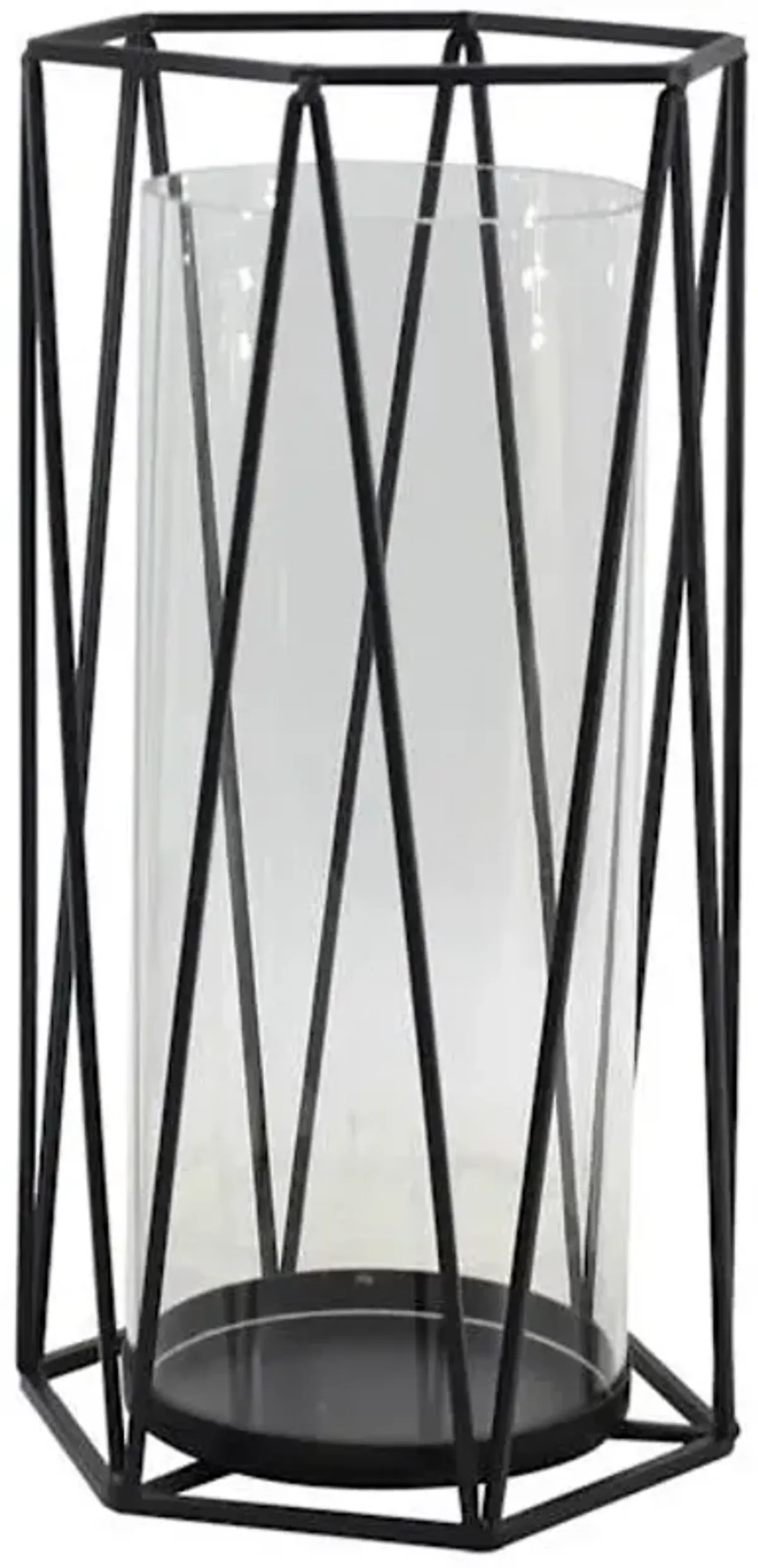 Black Metal Triangle Candle Holder, 11"