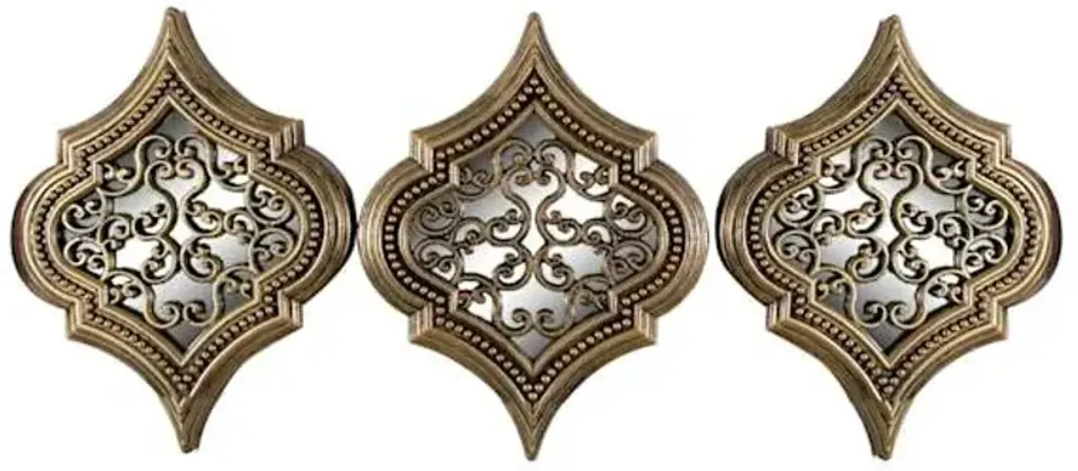 3-Piece Ornate Bronze Wall Mirror Set, 18x24