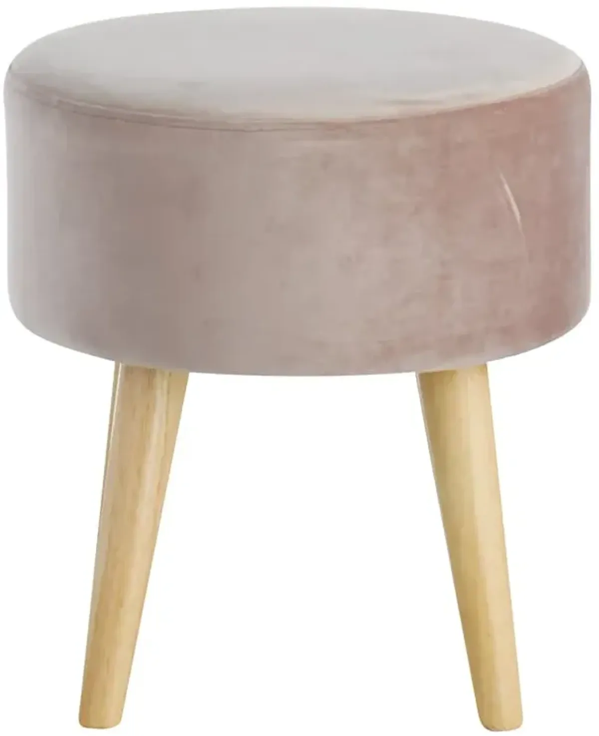 Emmy Stool with Wooden Legs, Rose Pink Velvet