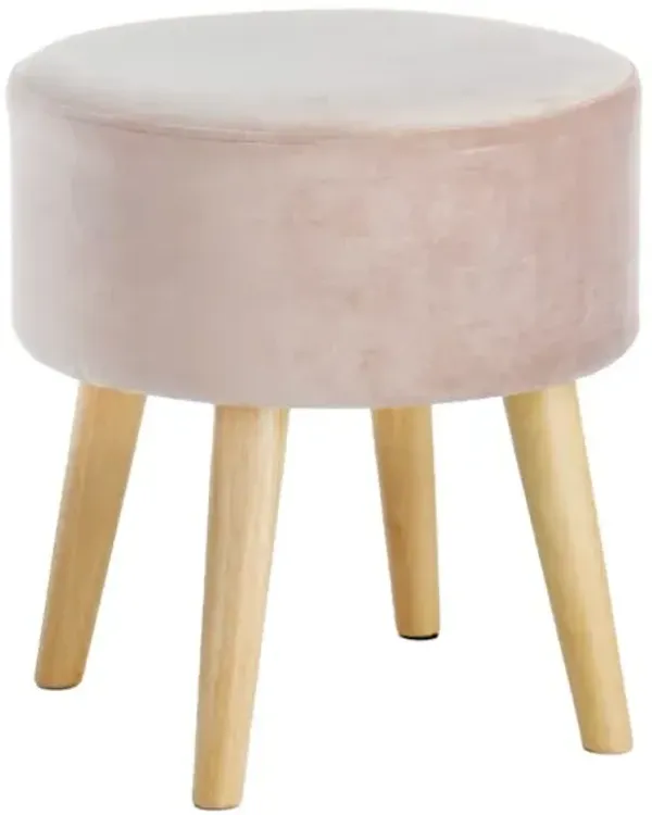 Emmy Stool with Wooden Legs, Rose Pink Velvet