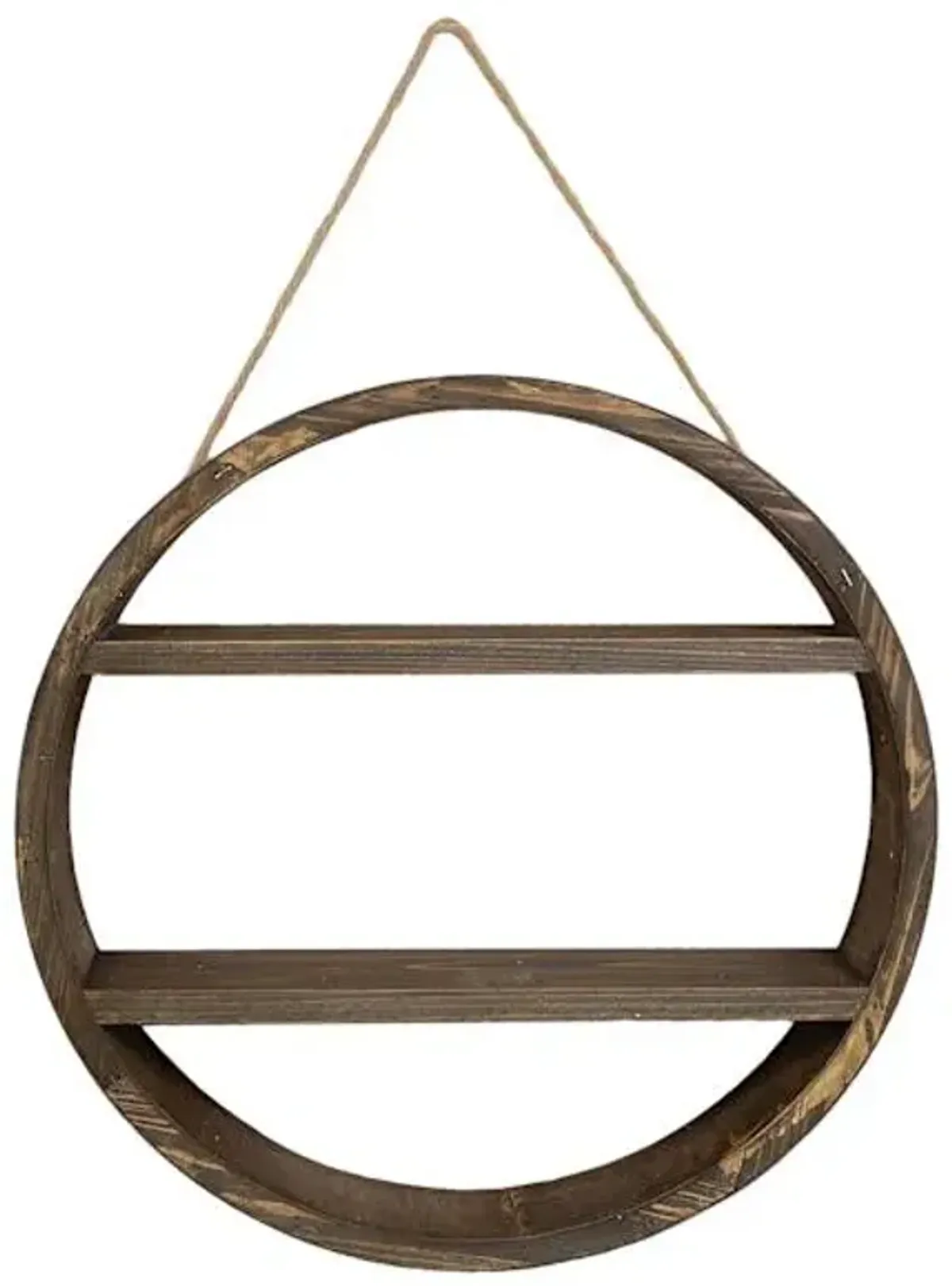 Wooden Round Hanging Wall Shelf, 18"
