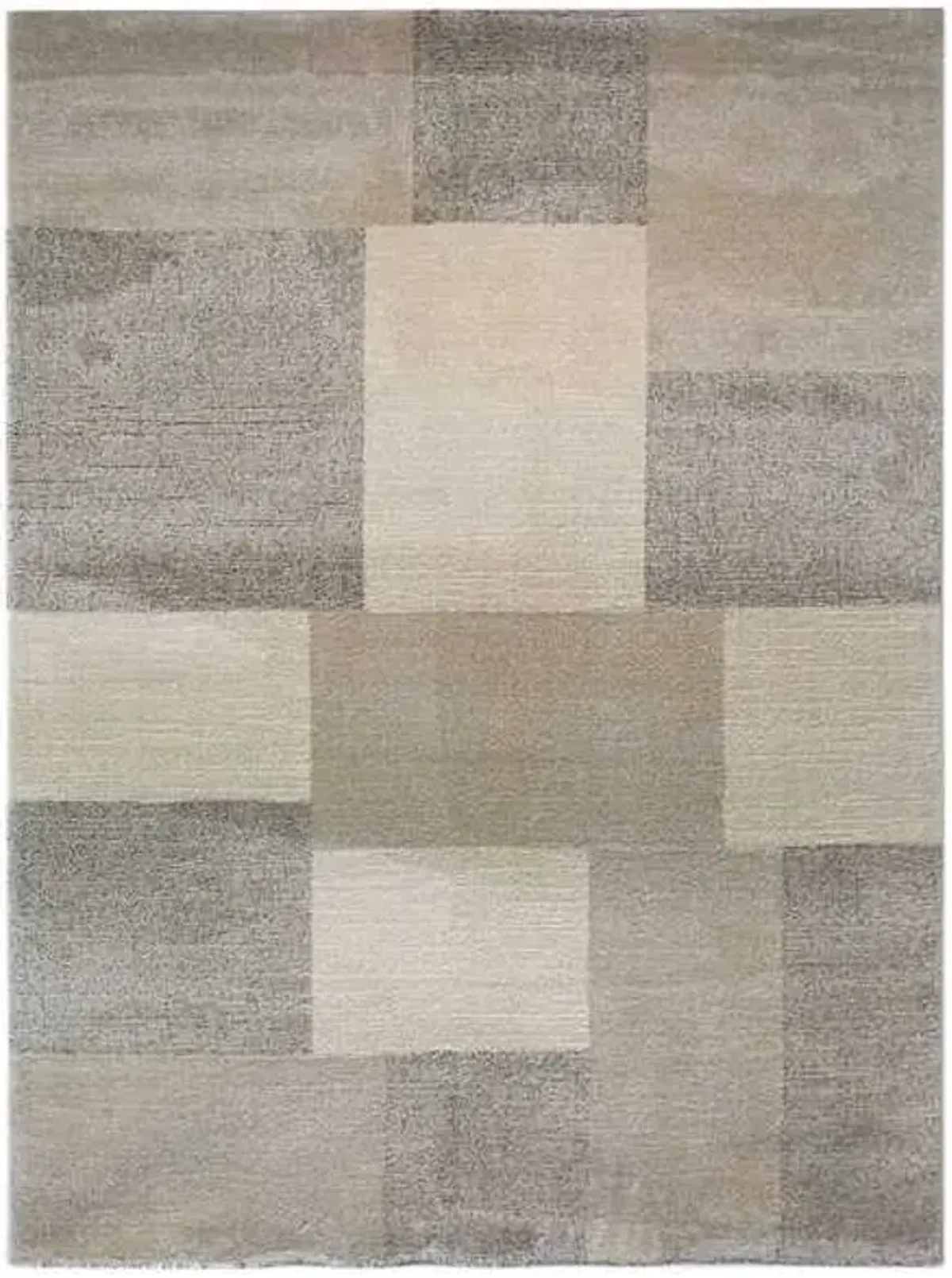 (A444) Siroc Neutral Blocks Area Rug, 8x10