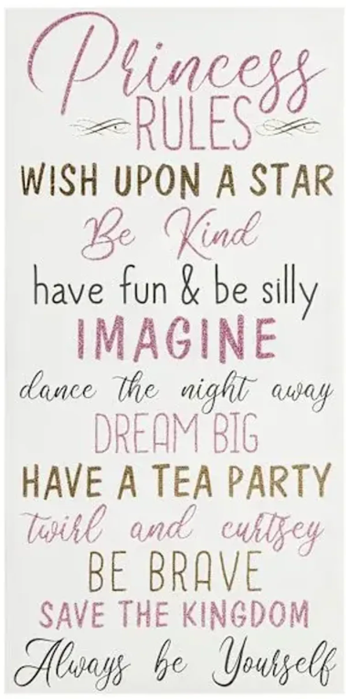 Princess Rules Canvas Wall Art, 12x24