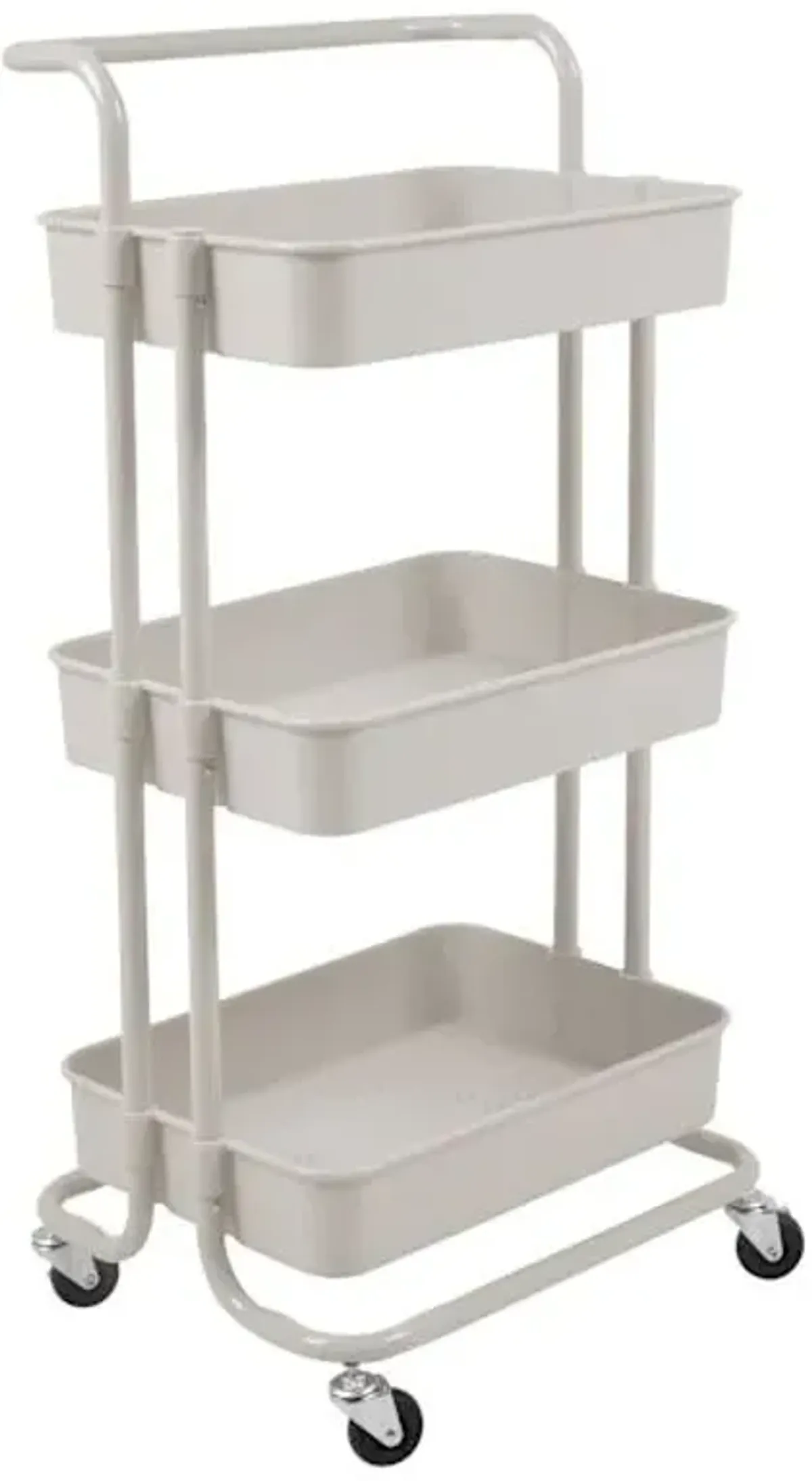 Grey Rolling Storage Cart with Handle, 34.2"