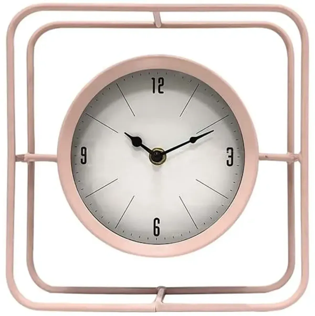 Pink Metal Square Clock, 8"