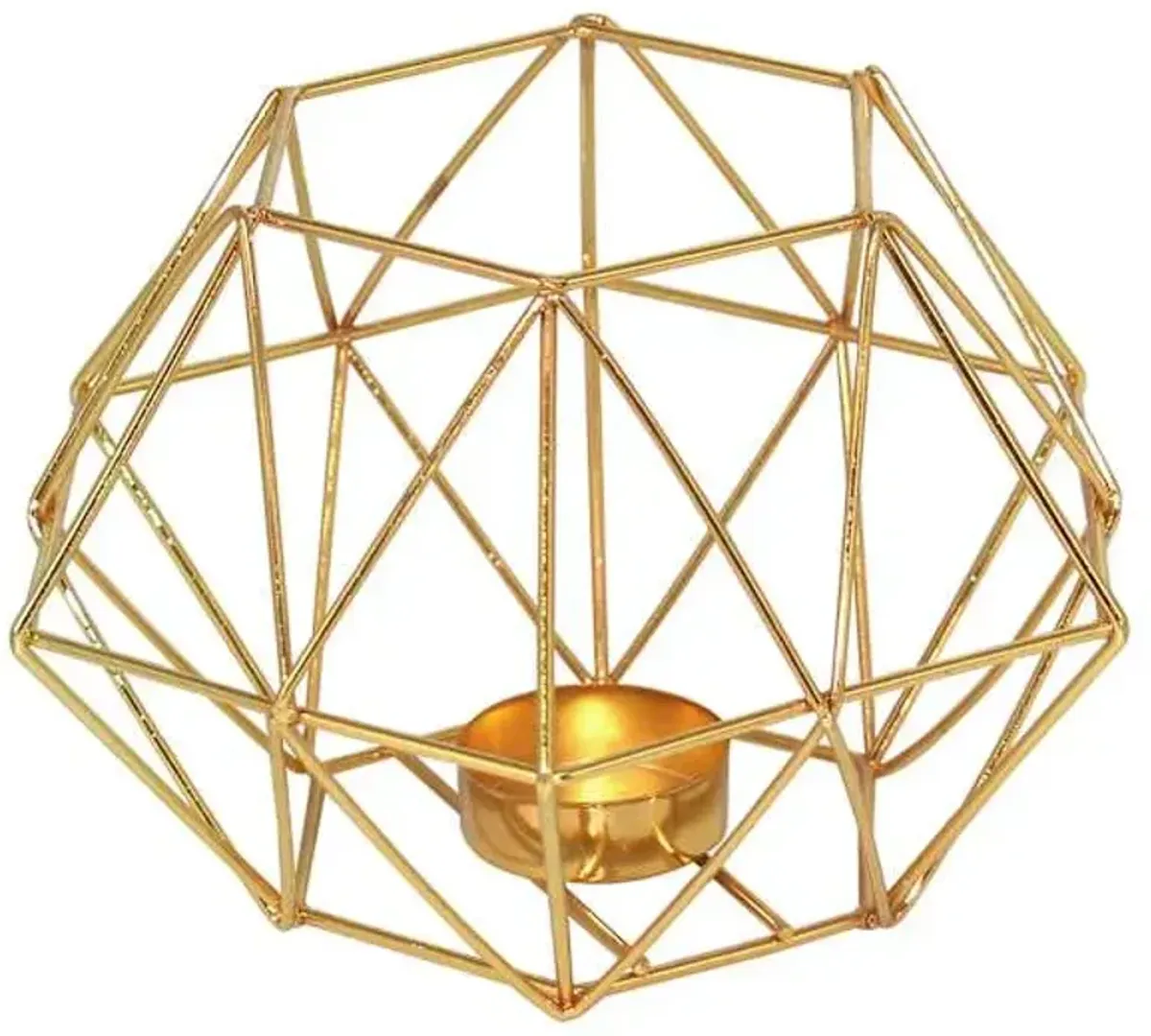 Gold Metal Piped Wire Candle Holder, 4.5"