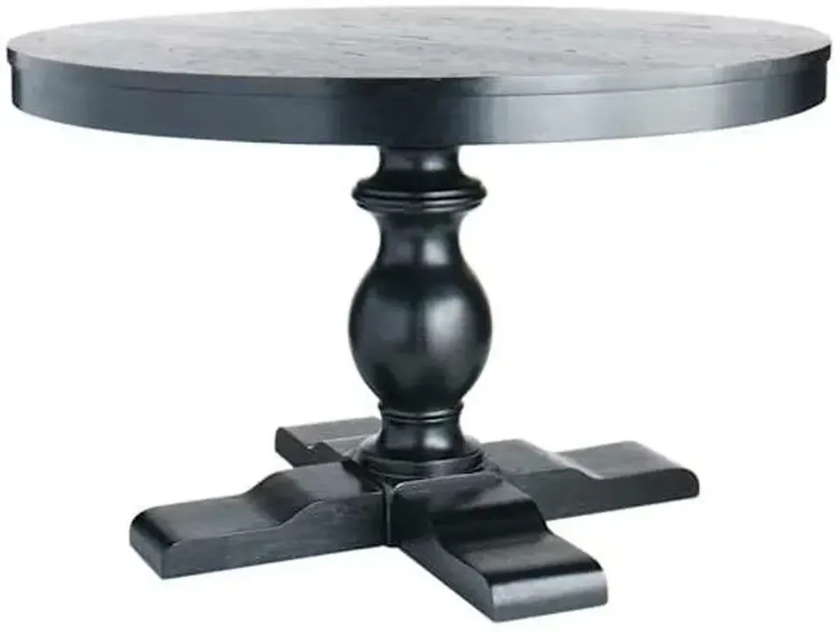 Evening Mist Round Black Wooden Table Top & Base, Pedestal Sold Separately