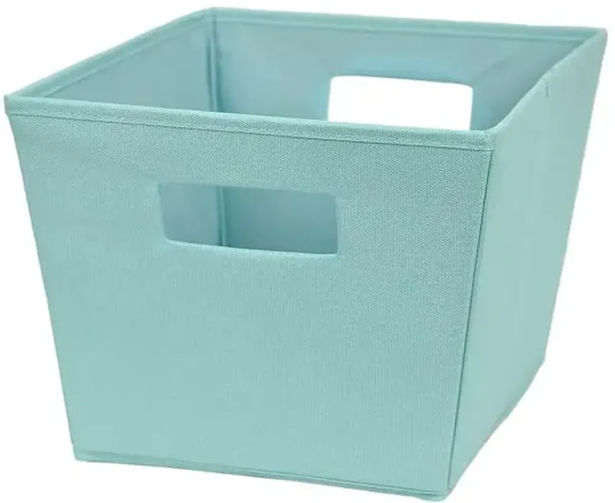Teal Fabric Storage Tote with Cutout Handles, Medium