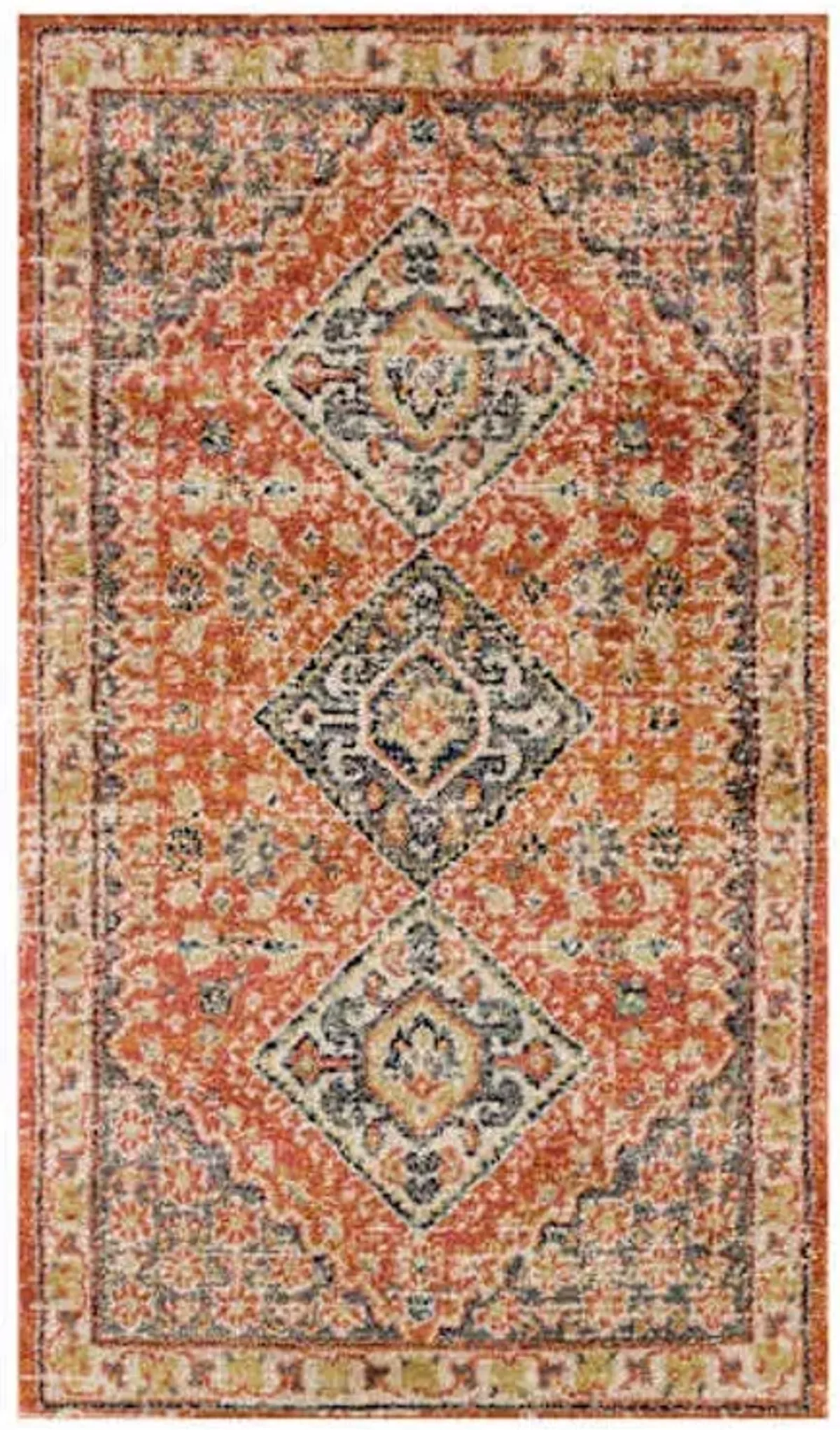 (B619) Dayton Red & Rust Diamond Design Accent Rug, 3x5