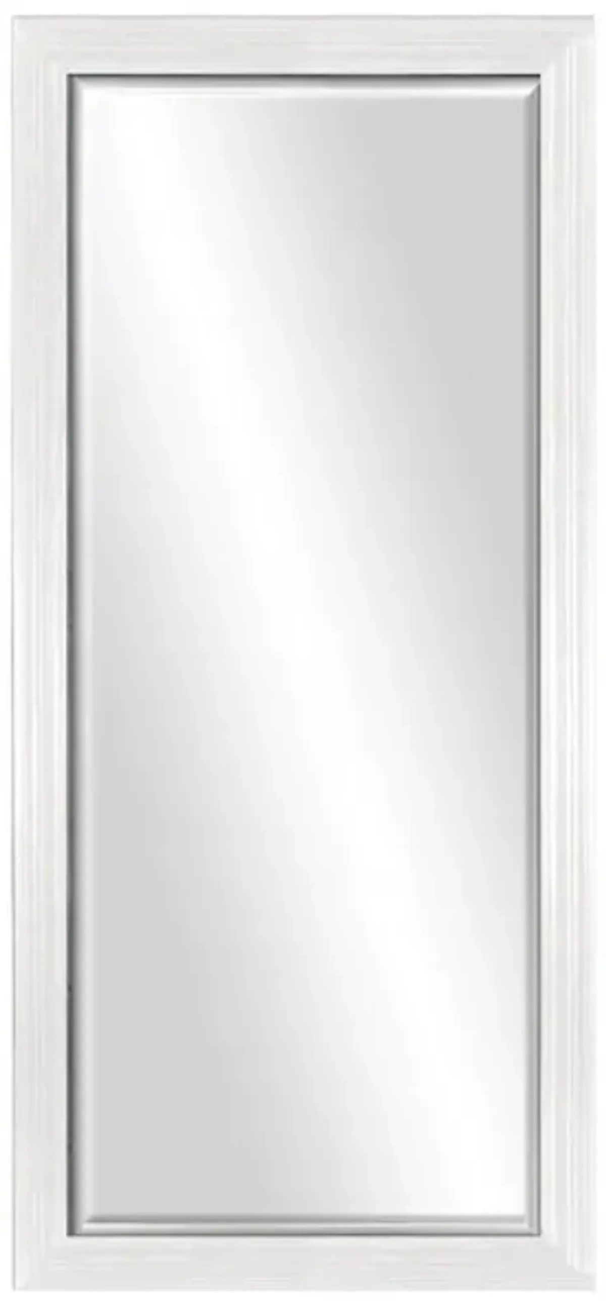 Distressed White Beveled Leaner Mirror, 29x63