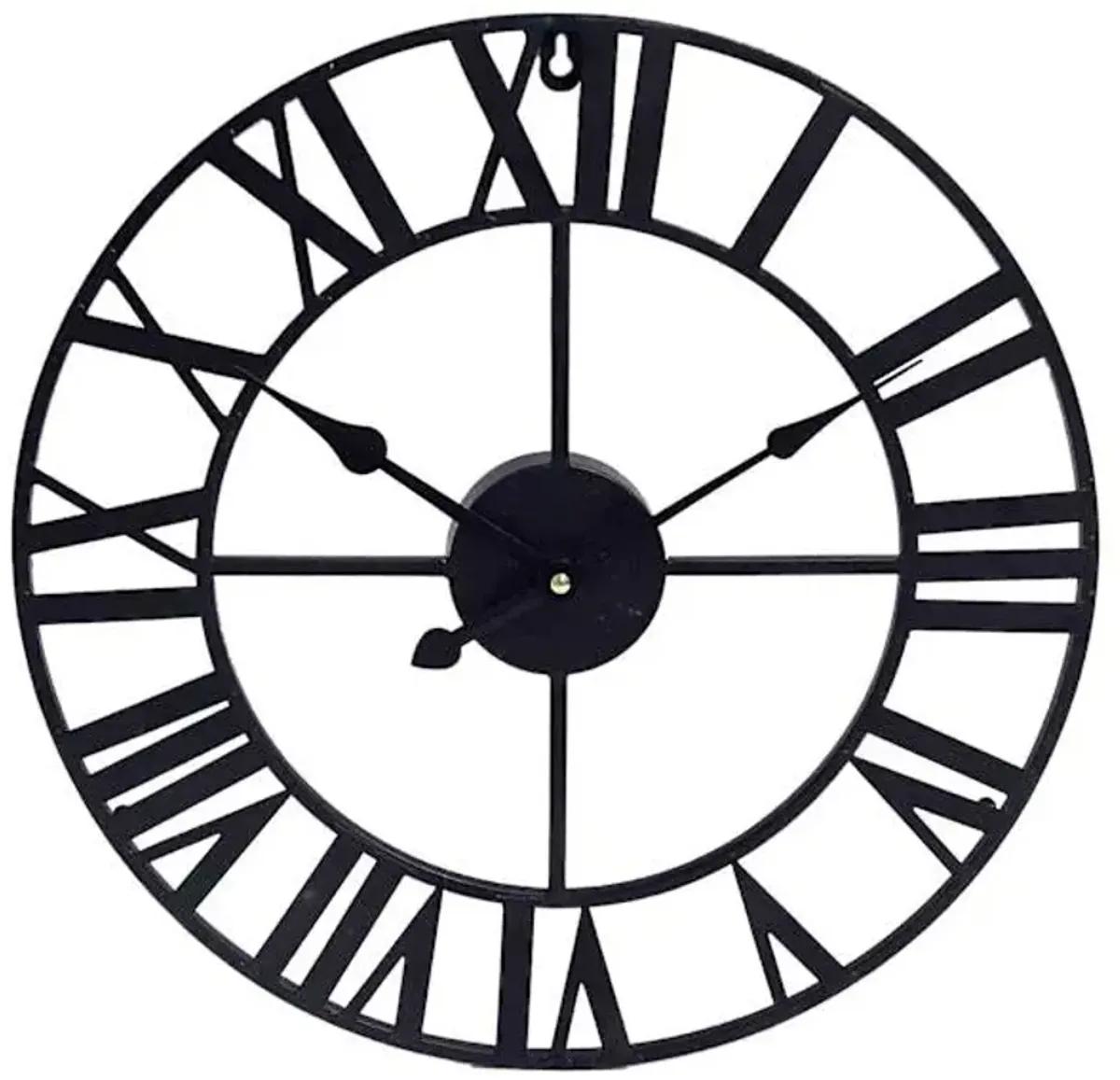 Black Metal Round Wall Clock, 16"