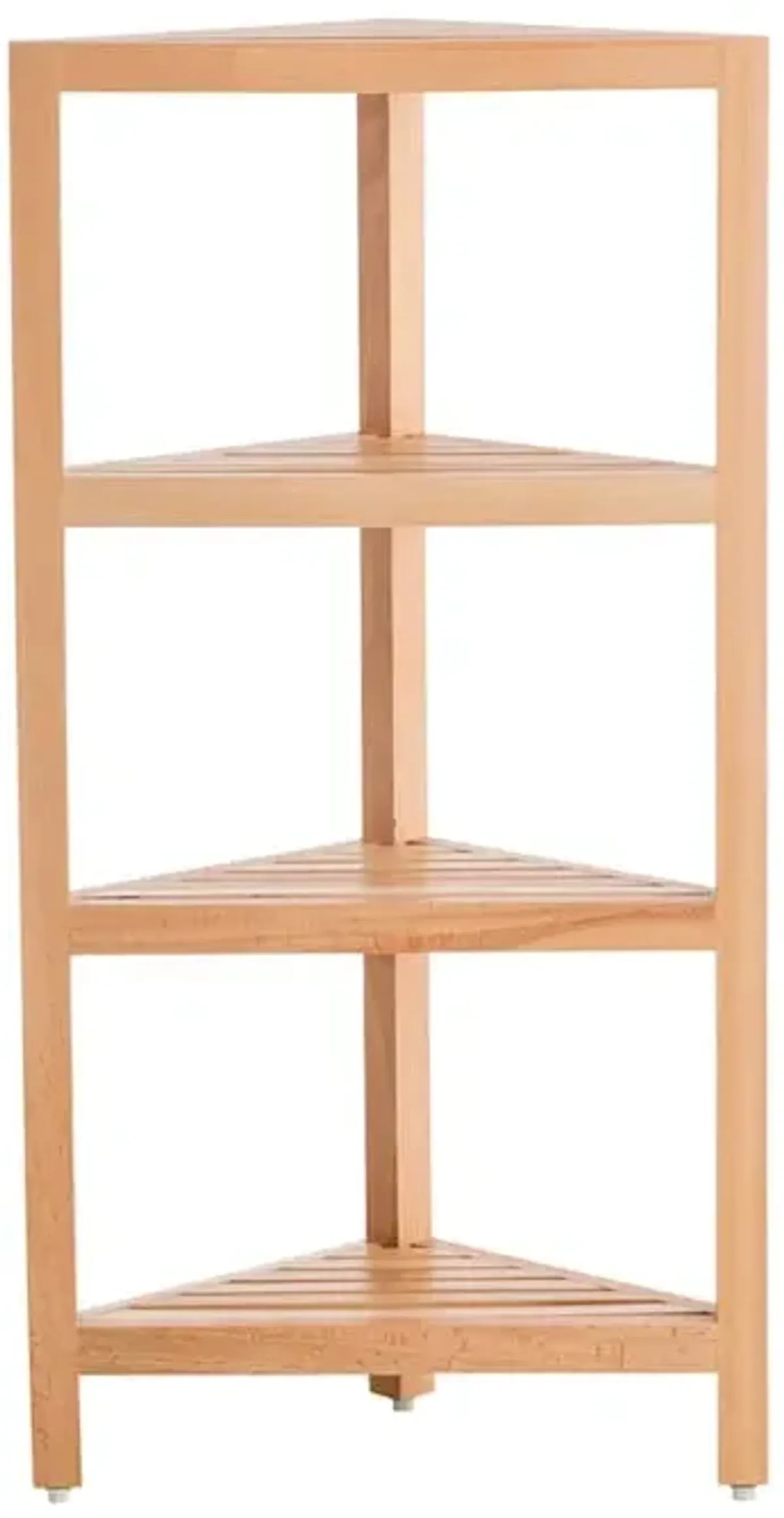 4-Tier Natural Wood Corner Shelf Stand