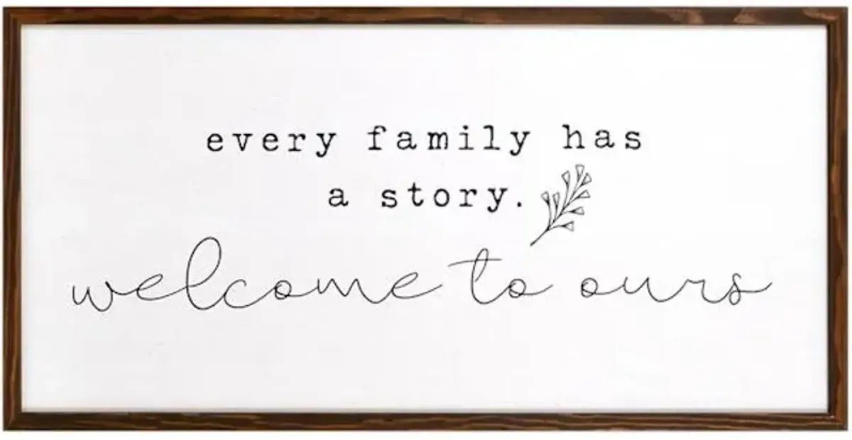 Honeybloom Every Family Has a Story Framed Canvas Wall Sign, 32x16