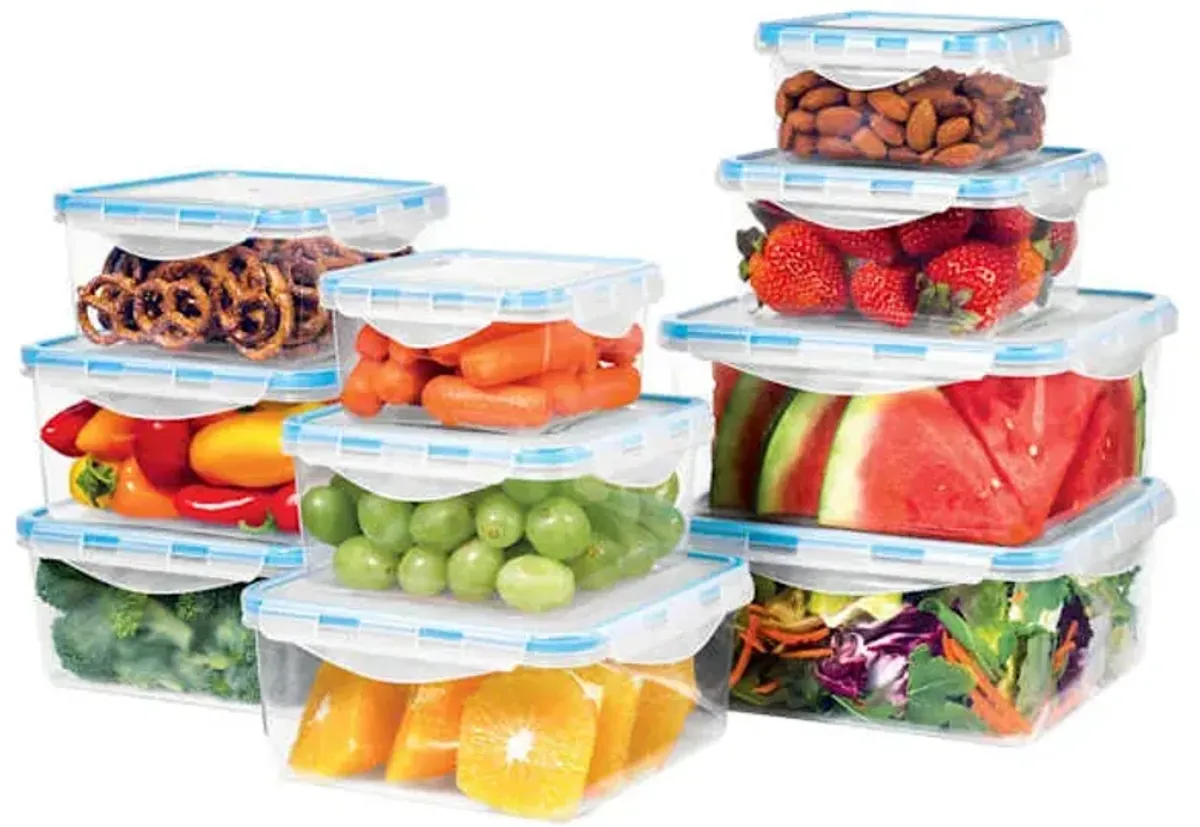 20-Piece Square Plastic Food Storage Set with Locking Lids