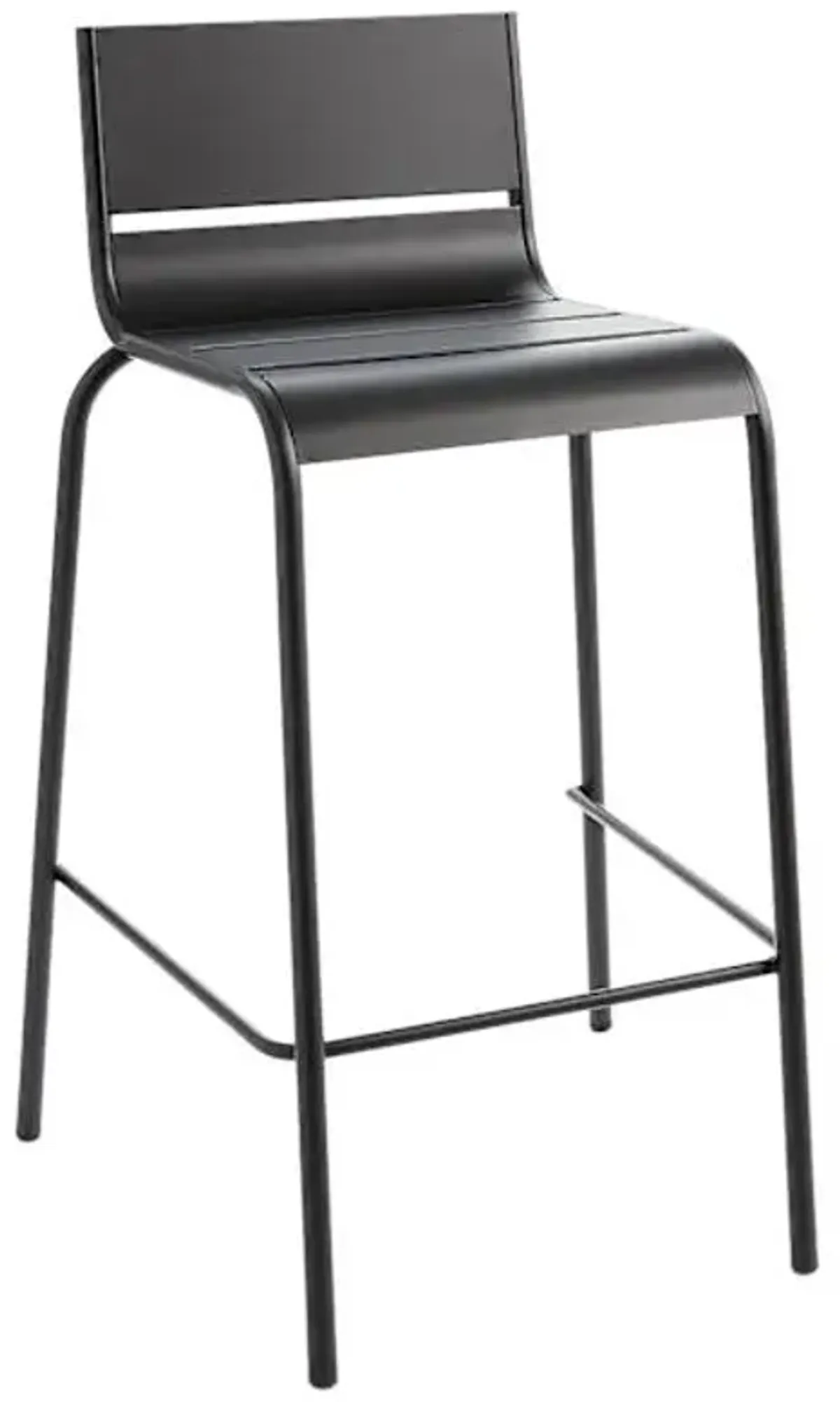 Grammercy Black Steel Slat Patio Bar Stool