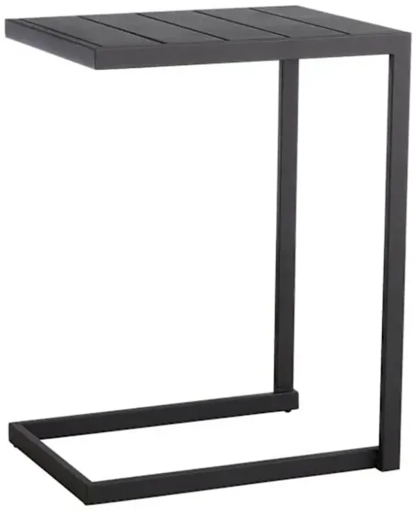 Grammercy Steel Slat Patio C-Table, Black