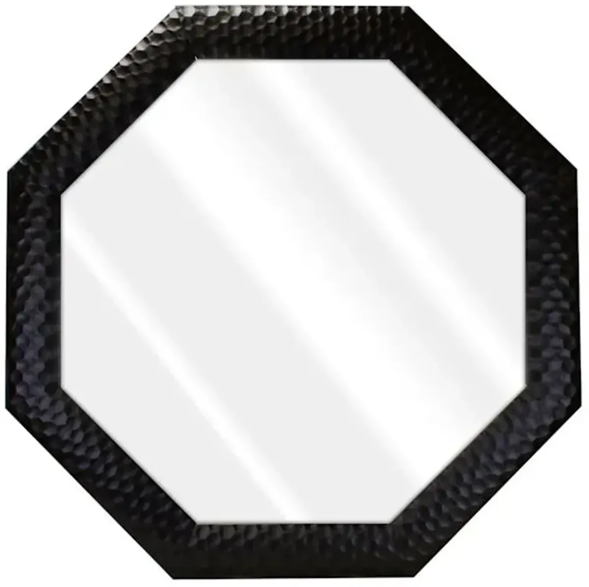 Black Octagon Textured Wall Mirror, 31"