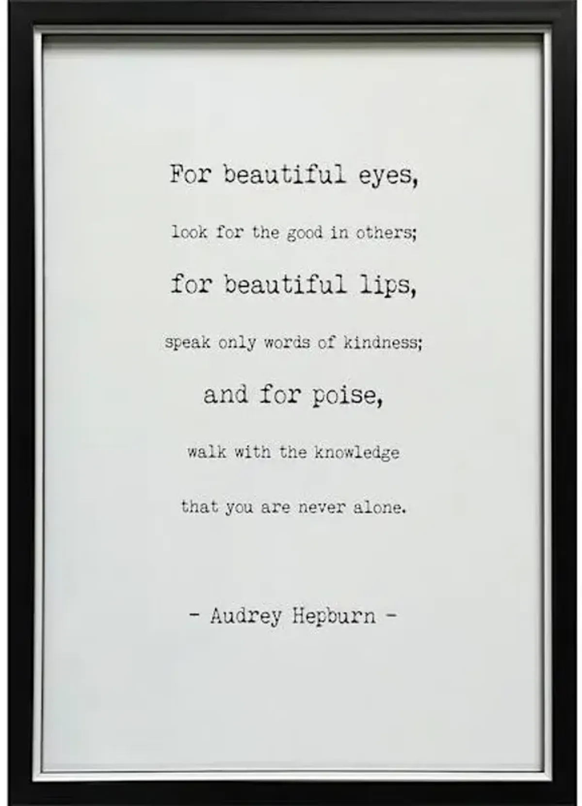 Glass Framed Audrey Hepburn Quote Wall Sign, 12x17