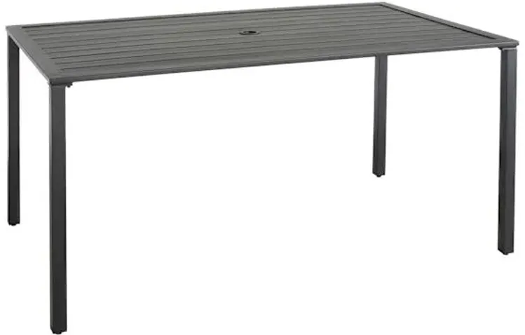 Grammercy Black Steel Slat Patio Dining Table, 60x36