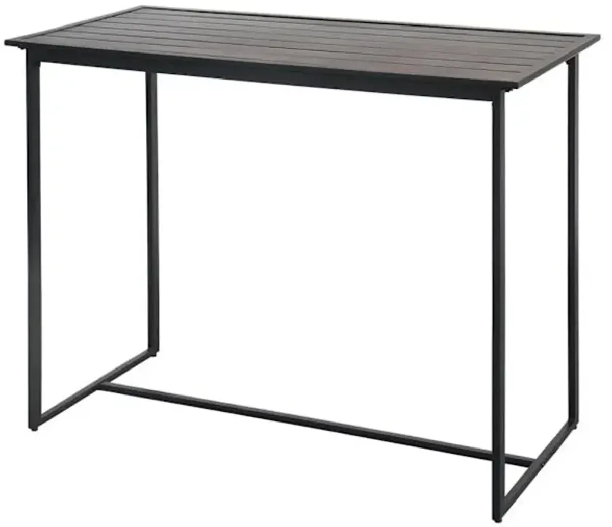 Grammercy Black Steel Slat Patio Bar Table, 60x25