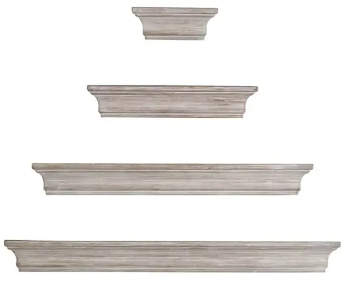Kate 4-Piece Wooden Wall Ledge Set, Light Grey