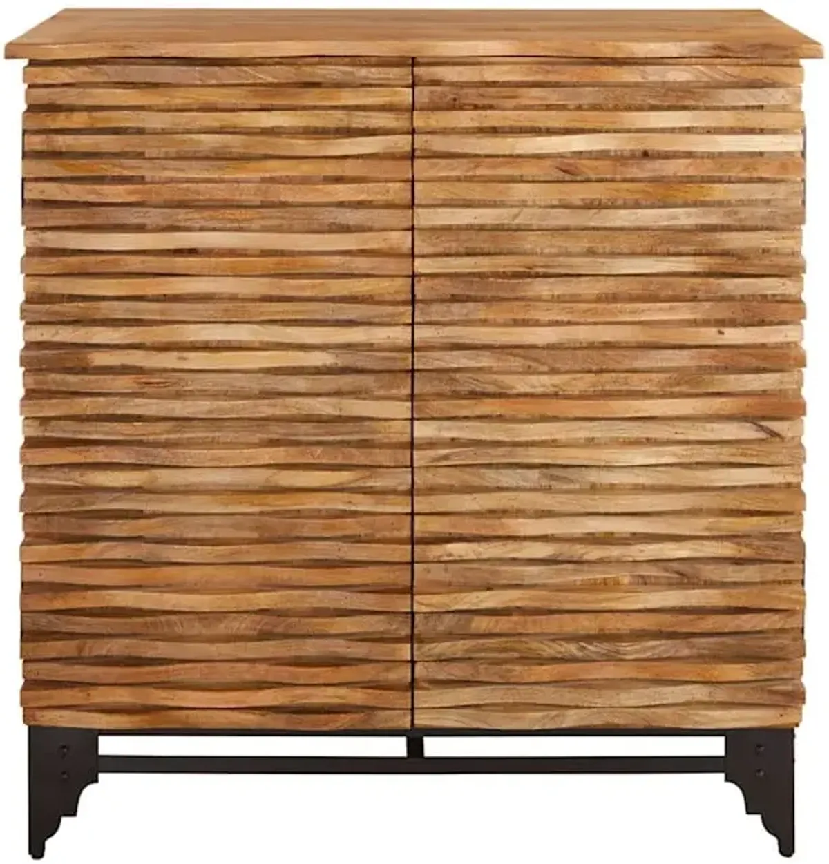 Wave Wooden Cabinet, Natural Mango Wood Finish