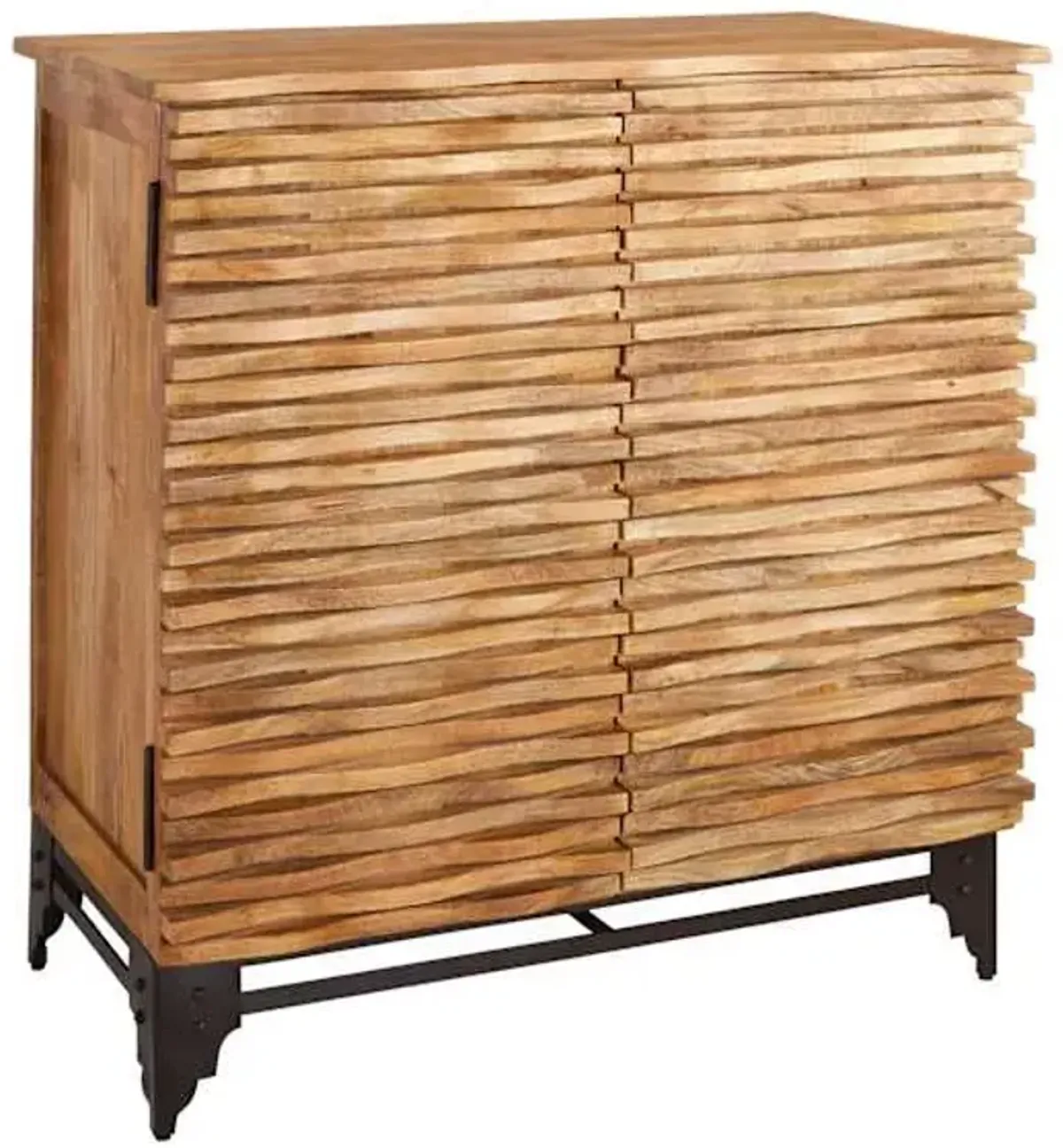 Wave Wooden Cabinet, Natural Mango Wood Finish