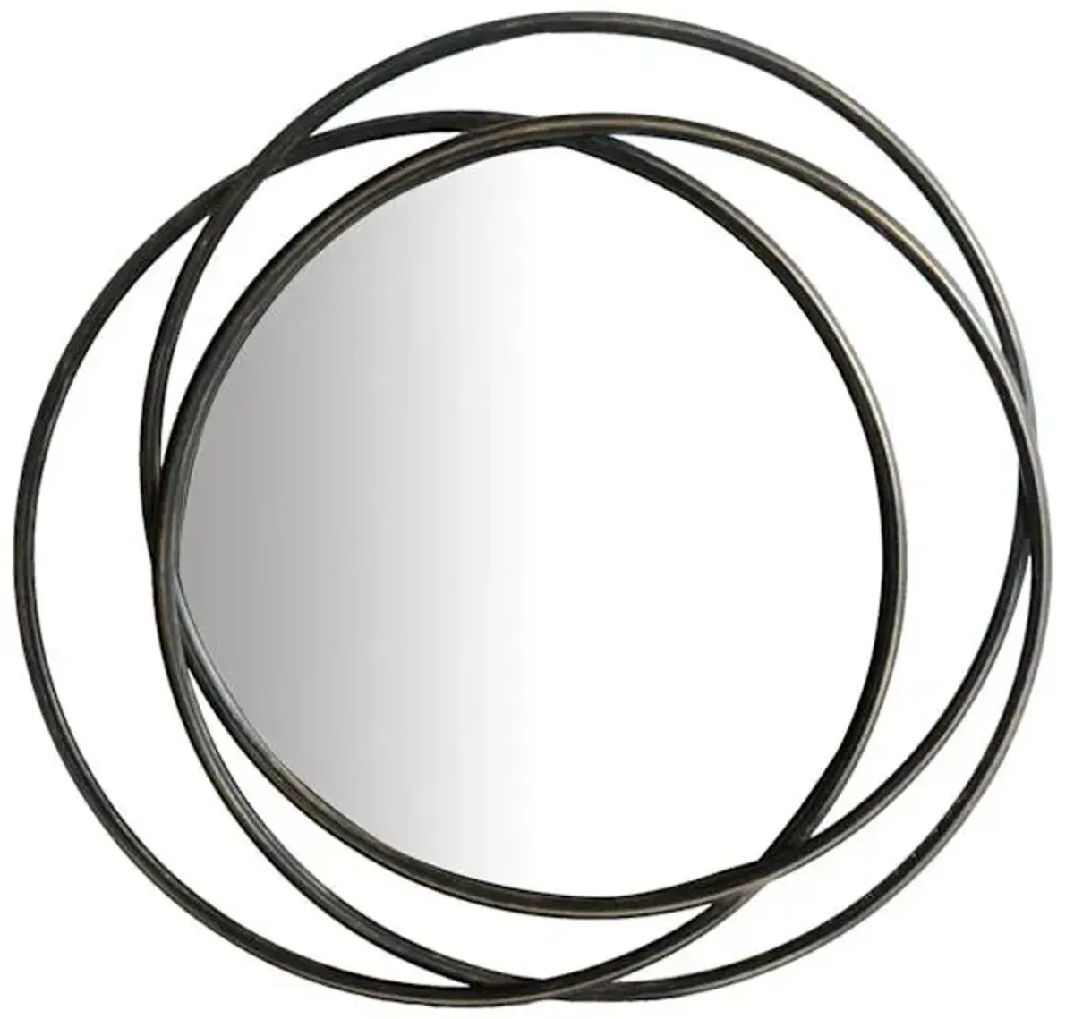 Black Metal Rings Wall Mirror, 26x25