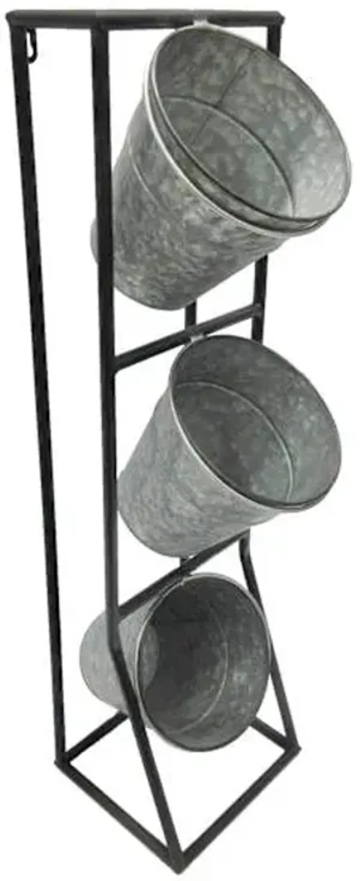 3-Stacked Metal Outdoor Planters with Shelf