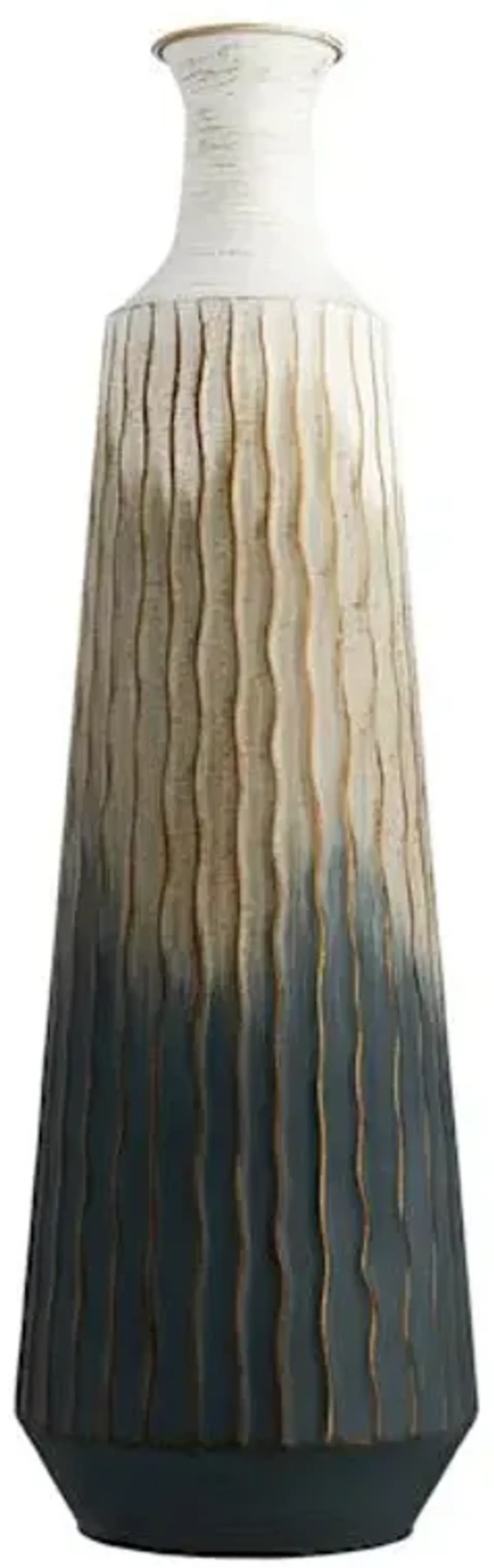 Grey Tribal Metal Vase, 27"