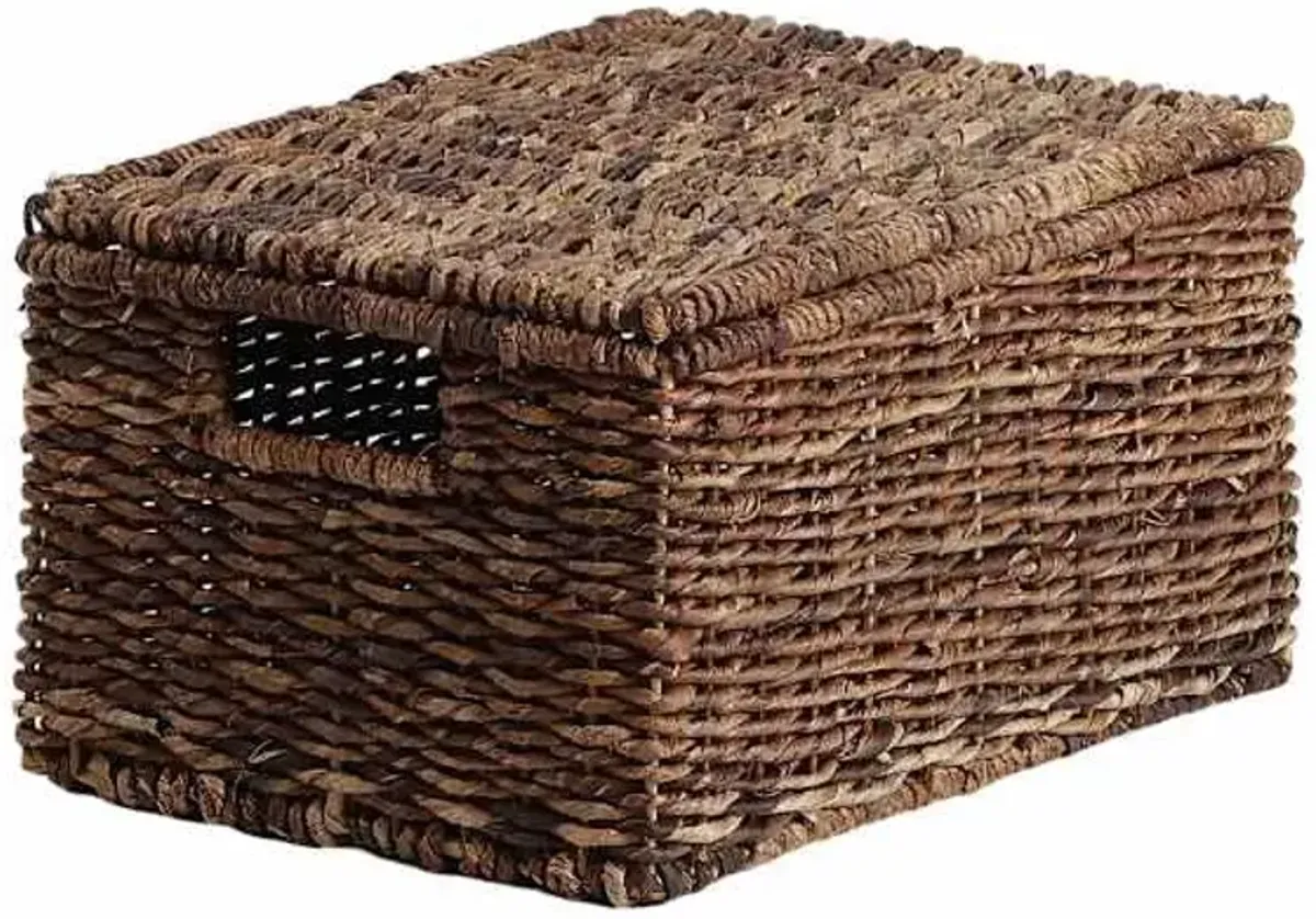 Woven Abaca Storage Basket with Lid, Medium