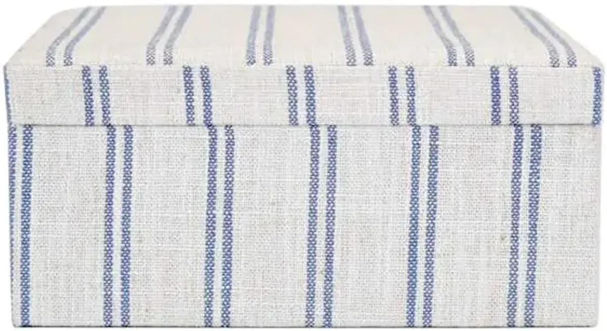 Ivory & Blue Striped Decorative Box, 9x7