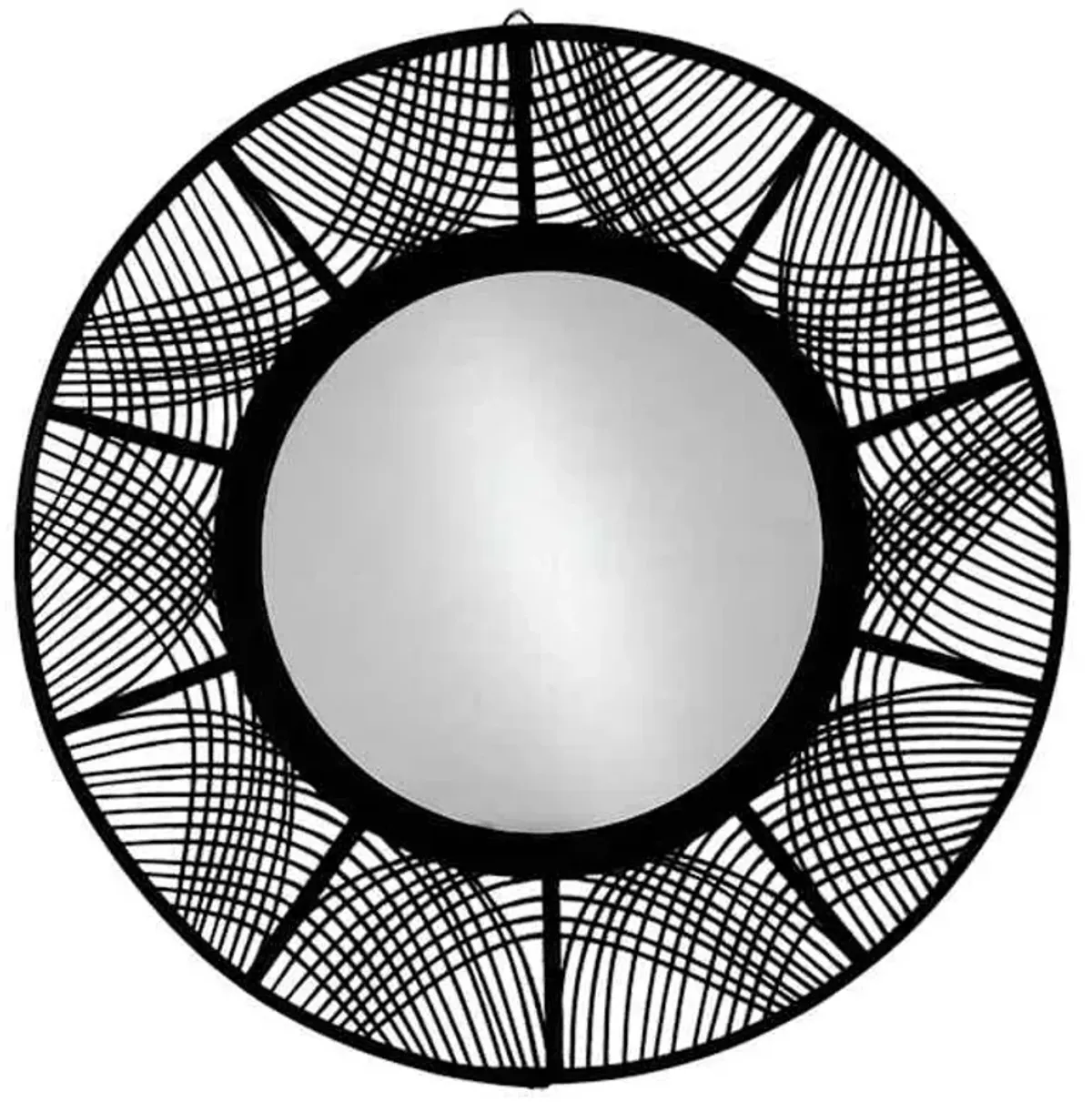 Black Bamboo Round Wall Mirror, 35"