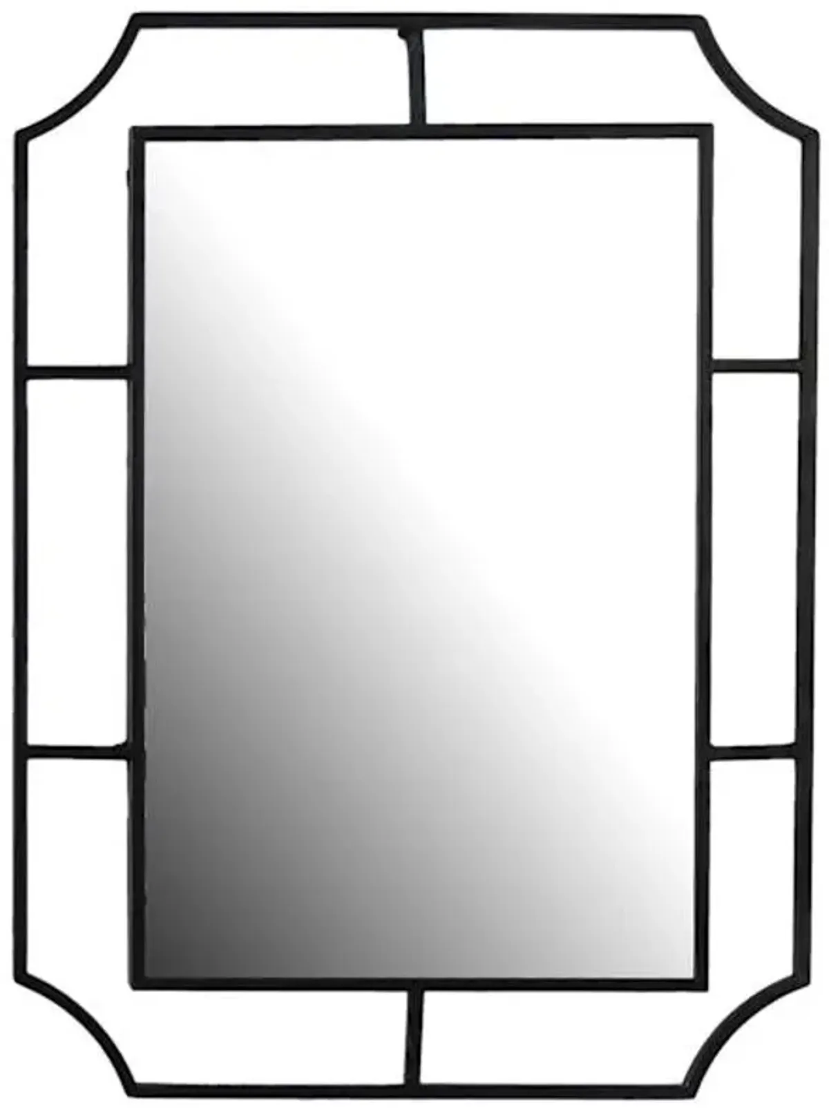 Framed Black Metal Wall Mirror with Curved Corners, 22X30