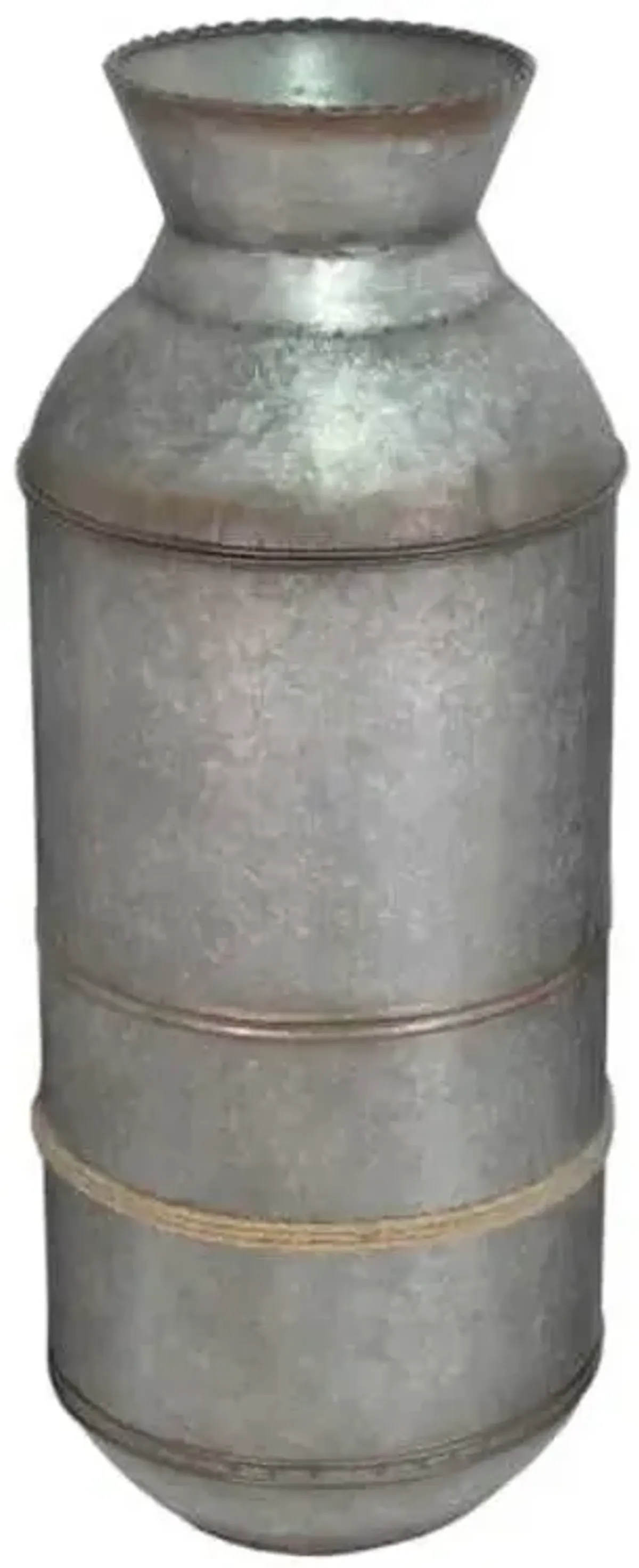 Galvanized Round Metal Vase, 29.5"